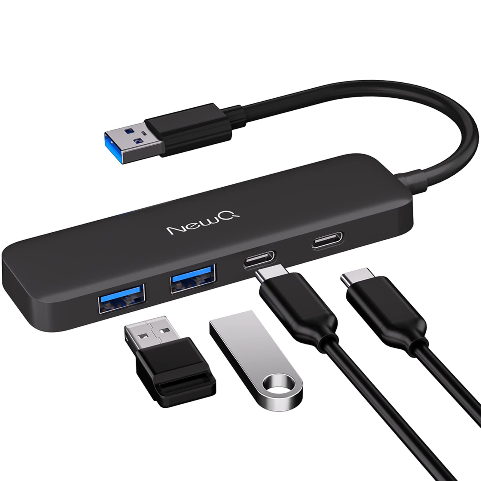 Dual Usb C Usb A 3.0 Hub: 4 Ports With 2* Usb C 3.0 And 2* Usb A 3.0, Ultra Slim Portable Usb Splitter Adapter For Laptop, Ps4, 