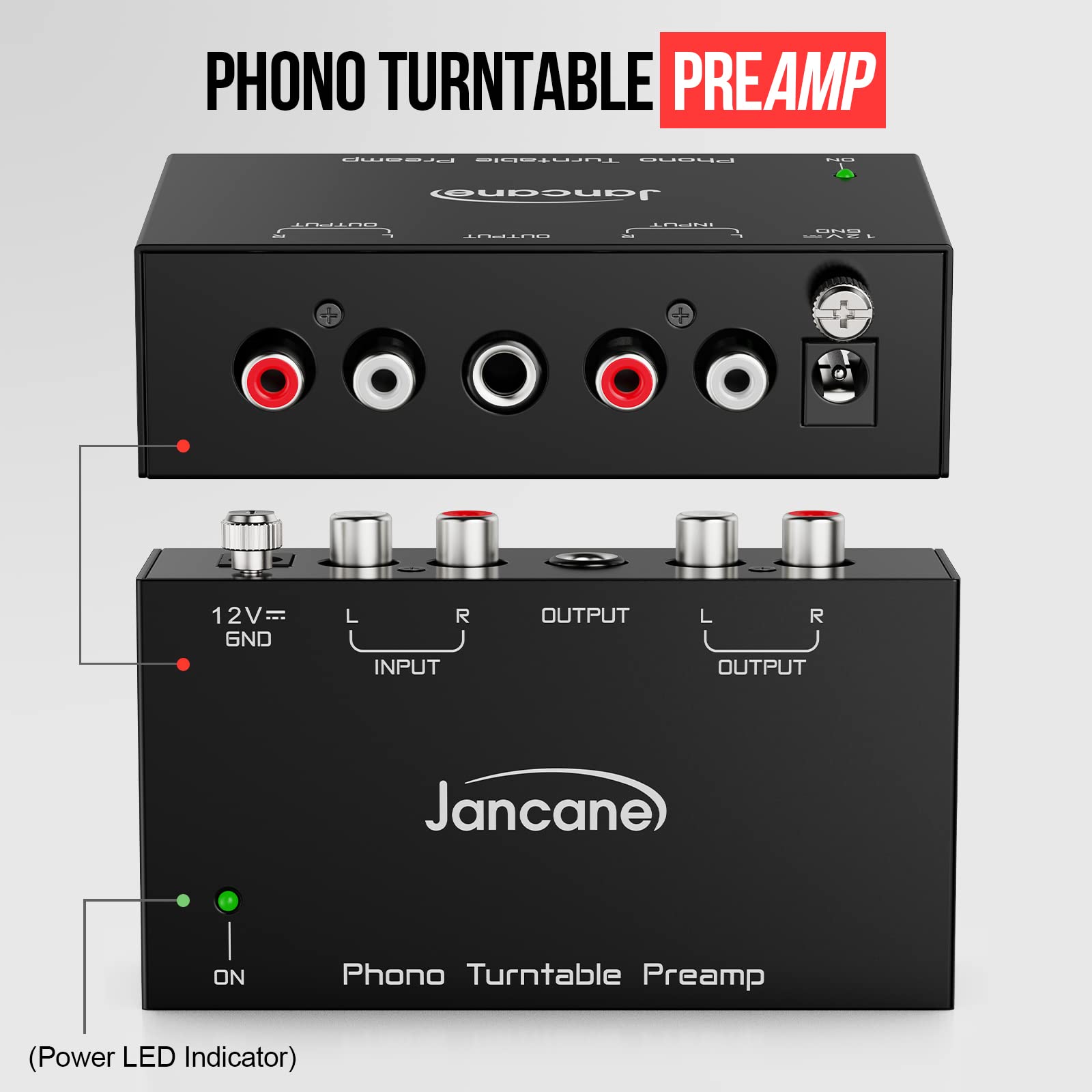 Jancane Phono Preamp For Turntable  Mini Electronic Audio Stereo Phonograph Preamplifier With Rca Input, Rca/Trs Output, Low Noi