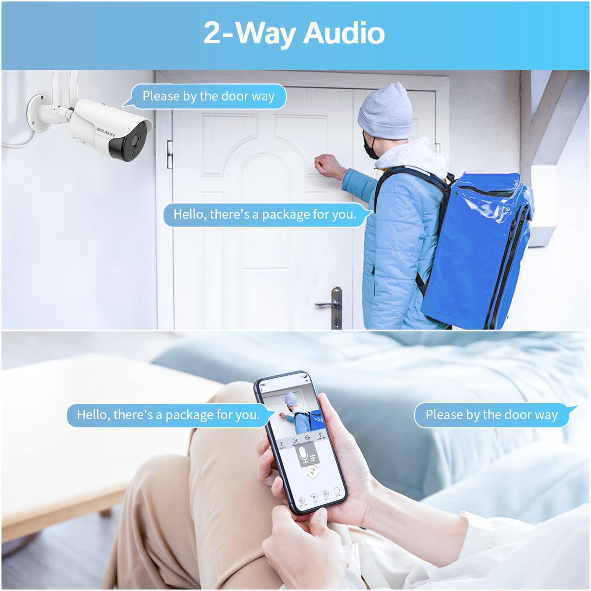 ? 90Ft Super Night Vision & Dual Antenna Enhanced? 2 Way Audio Outdoor Wireless Security Camera System, Wifi Video Surveillance, Home Security Cameras