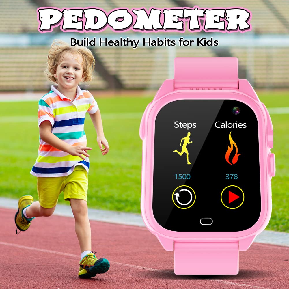 Kids Waterproof Smart Watch With 26 Game Hd Camera 1.44'' Touchscreen Pedometer Video Music Player Alarm Clock Calculator Learni
