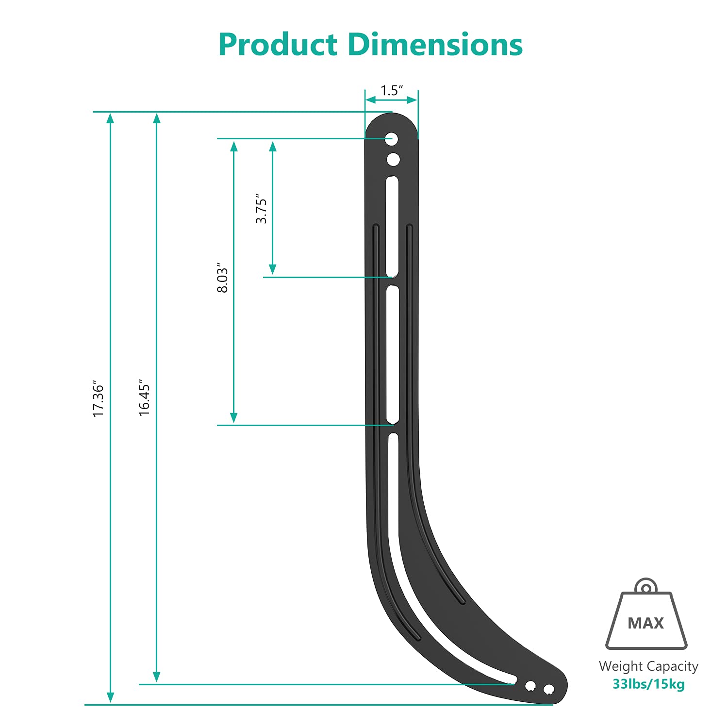 Wali Sound Bar Mount Bracket For Mounting Above Or Under Tv, Fits 32 To 70 Inch Tvs, 33 Lbs. Weight Capacity (Sbr201), Black