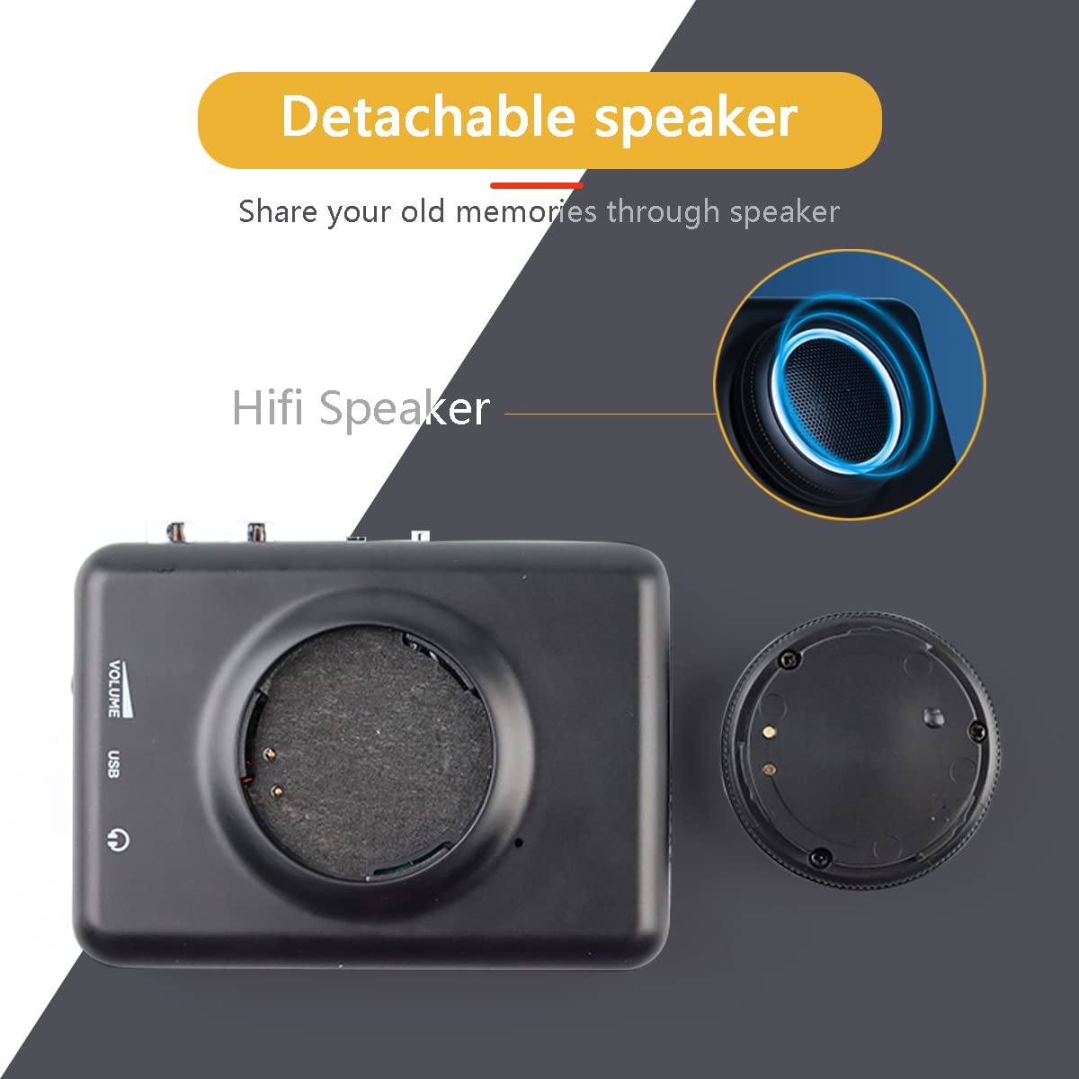 Clear Stereo &Auto Reverse Cassette Player With Detachable External Speaker Portable Cassette To Mp3 Digital Converter  Convert