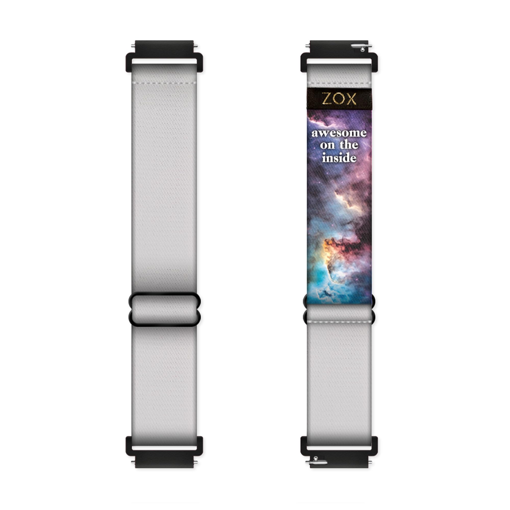 Zox Android Smart Watch Band - Satellite Grey | Soft, Adjustable Elastic Band With Motivational Affirmations And Beautiful Artwo