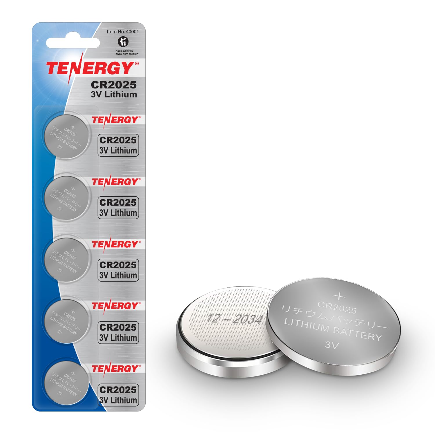 Tenergy 3V Cr2025 Batteries, Lithium Button Coin Cell 2025 Battery, Ideal For Key Fobs, Calculators, Coin Counters, Watches, Hea