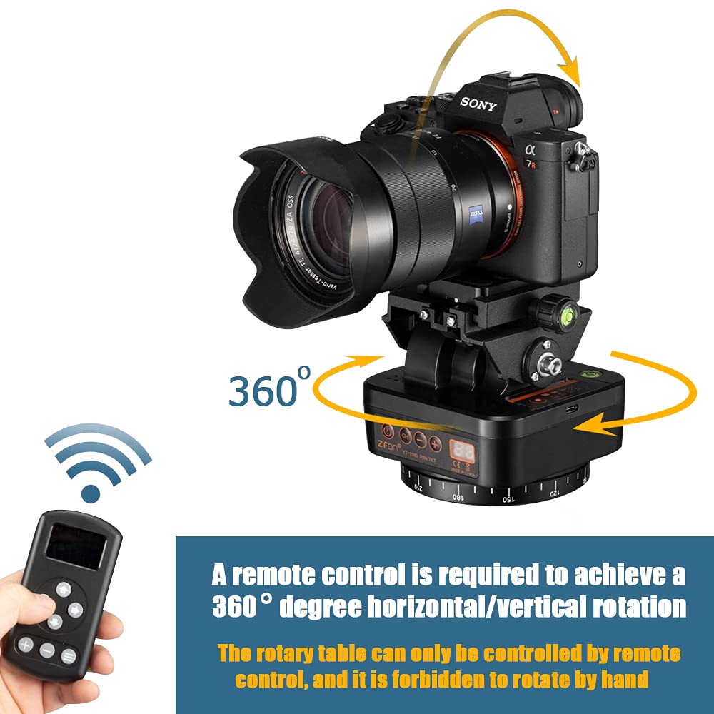 Mcoplus Yt-1000 Remote Control Pan Tilt Head, Automatic Motorized Rotating Panoramic Head For Smartphones/Dslr Cameras/Action Ca