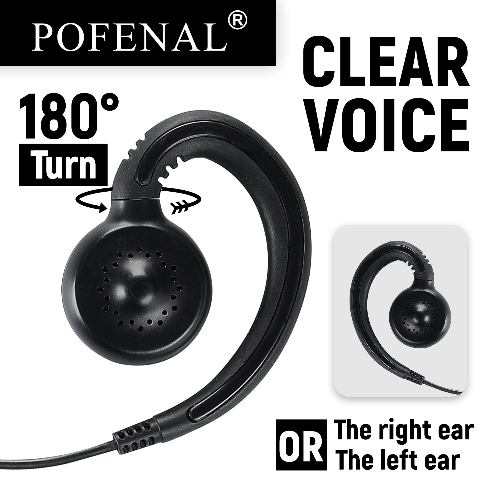 Pofenal Rdm2070D Cls1110 Cls1410 Single Wire Walkie Talkie Earpiece Compatible For Motorola Cp200 Gp2000 Xu1100 Pro1150 Mu12 Rad