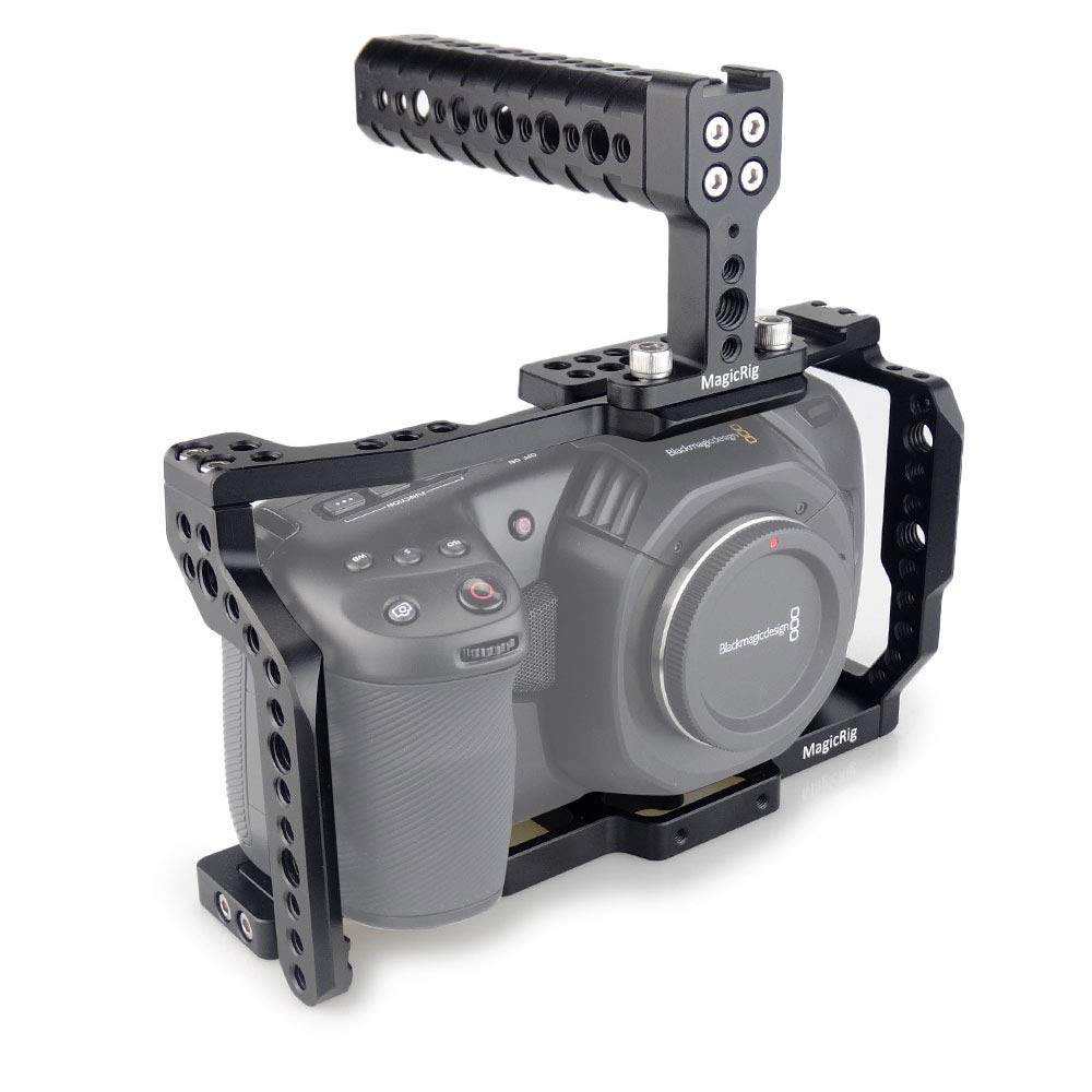 Magicrig Bmpcc 4K /Bmpcc 6K Cage With Top Handle For Blackmagic Pocket Cinema Camera Bmpcc 4K /6K To Mount Microphone Monitor Le