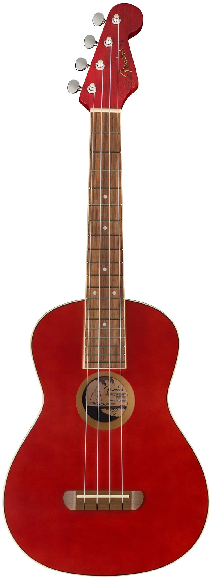 Fender Avalon Tenor Ukulele   Cherry Bundle With Gig Bag, Tuner, And Austin Bazaar Instructional Video