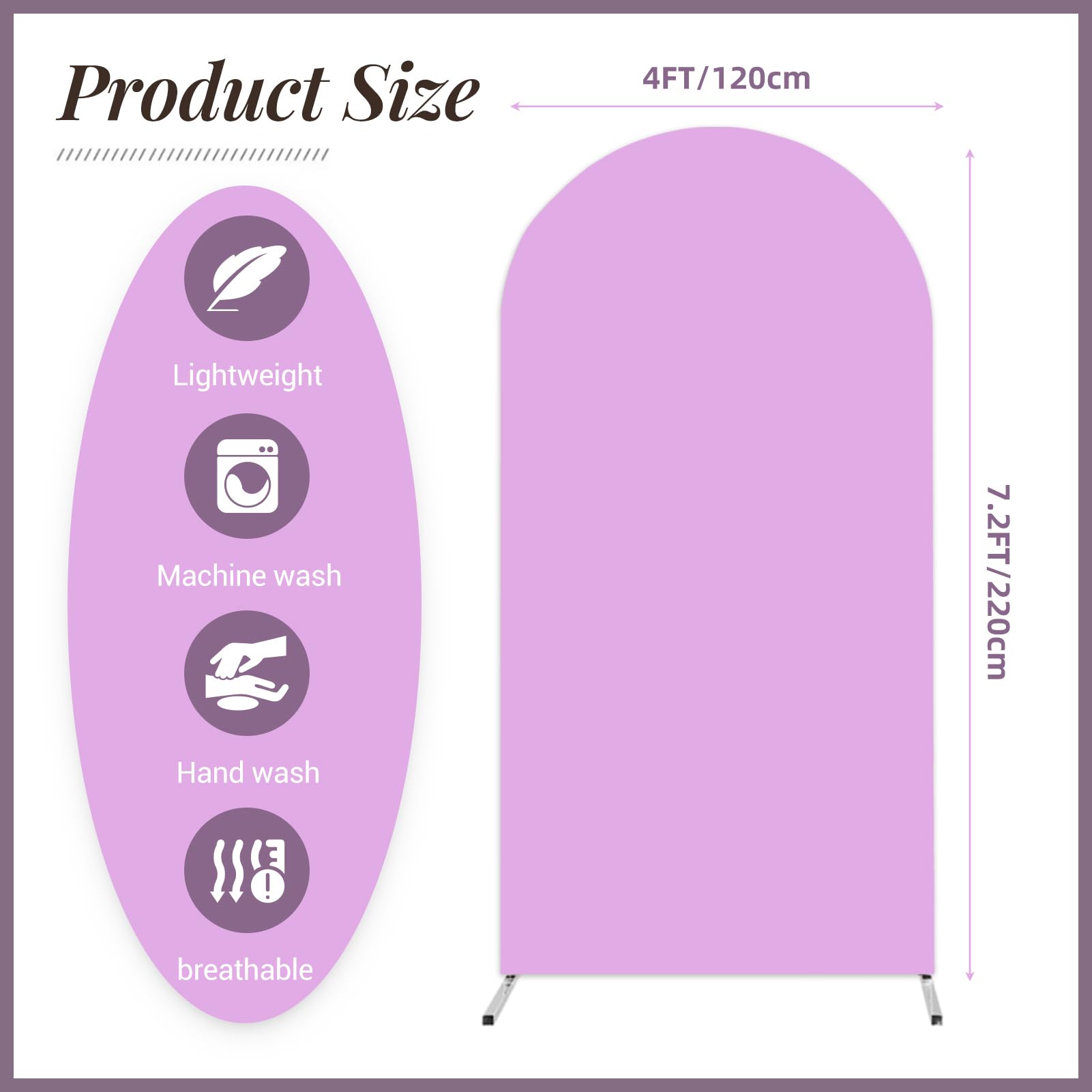 Arch Backdrop Cover, 7.2Ft Wedding Arch Cover Spandex Fitted Arch Covers Stretchy Cardboard Chiara Wall Backdrop Stand Fabric