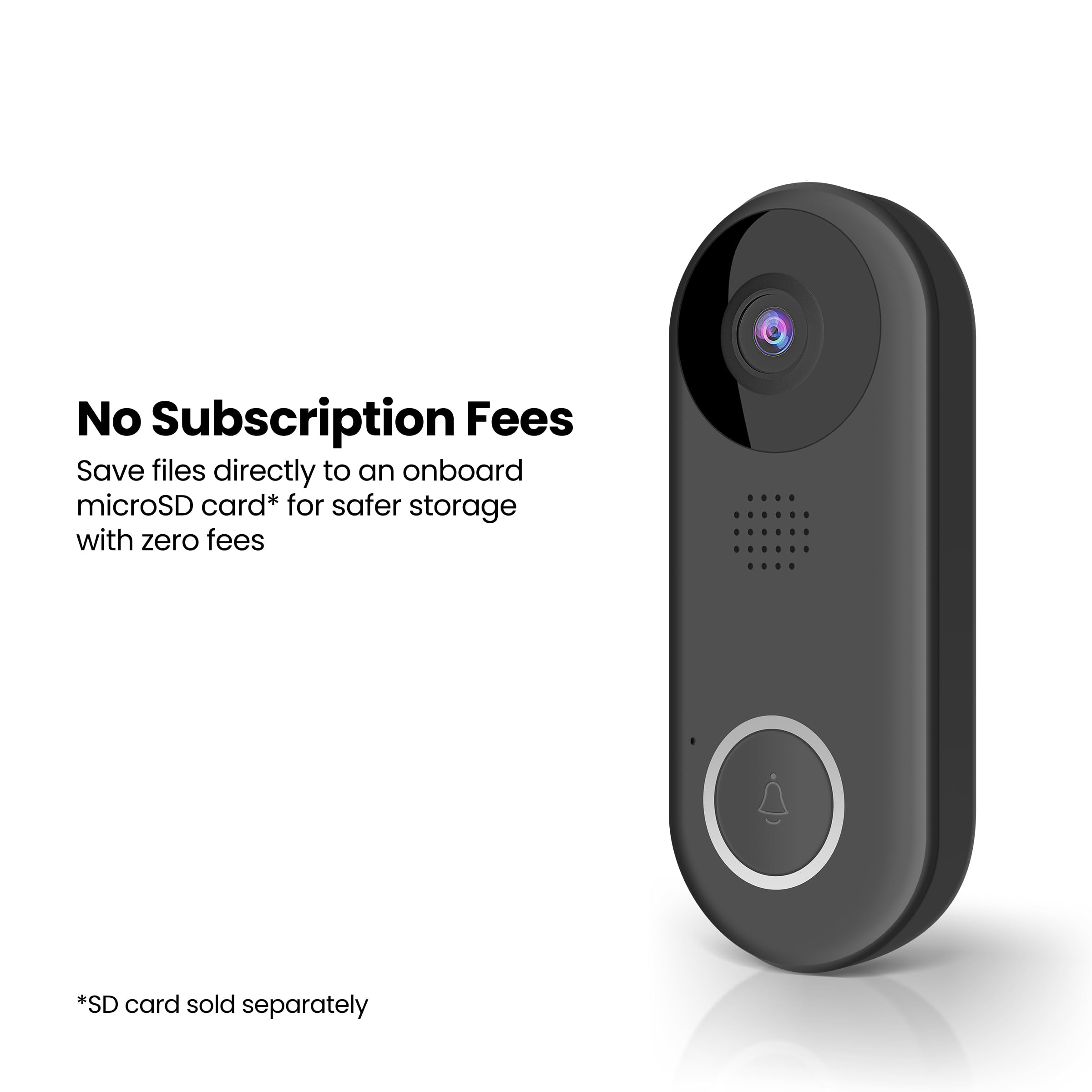 Feit Electric Doorbell Camera, 2.4 Ghz Wifi, No Hub, Two Way Audio, Motion Detection, Night Vision, 1080P Hd, Micro Sd Card Stor