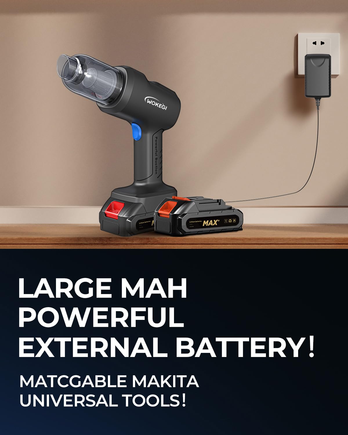 Wokegi 22000Pa High Power Cordless Car Vacuum,4 In 1 Handheld Vacuum Cleaner Wireless,Car Vacuum Cleaner With 180W Brushless Mot