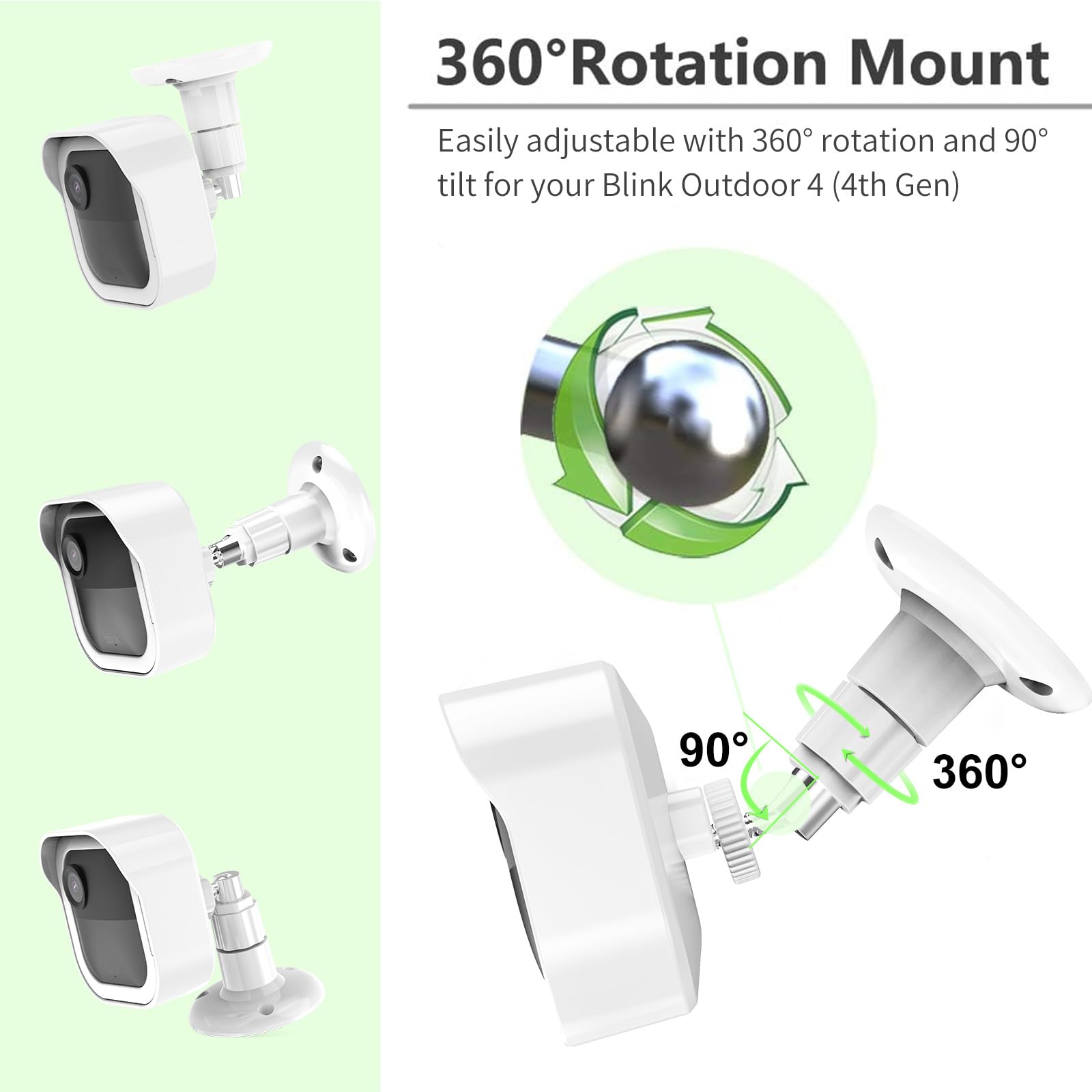 Camera Mount For Blink Outdoor 4 (4Th Gen) And Blink Outdoor (3Rd Gen), 5 Pack Weatherproof Protective Housing And 360 Degree Adjustable Mount With Sync Module 2 Mount (White, 5 Pack)
