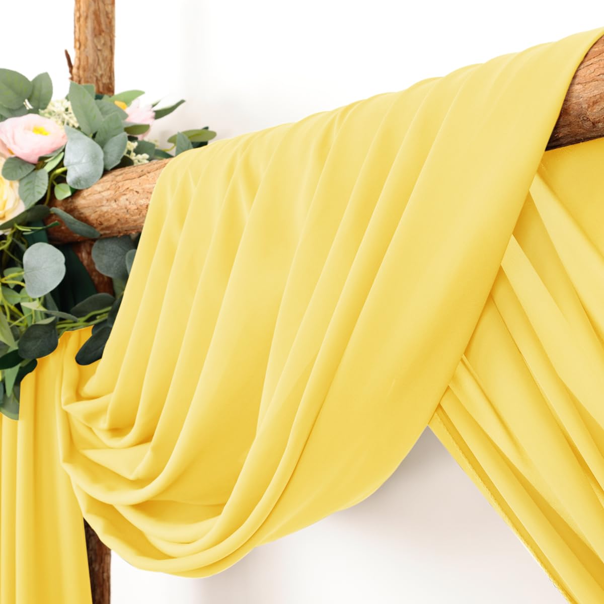 Linxtar 1 Panel Yellow Wedding Arch Drapery 6 Yards Long And 30'' Wide Sheer Chiffon Wedding Arch Draping Fabric For Party Backd