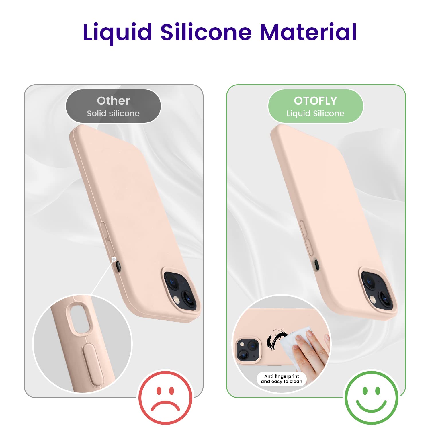 Otofly Designed For Iphone 13 Case, Silicone Shockproof Slim Thin Phone Case For Iphone 13 6.1 Inch Pink