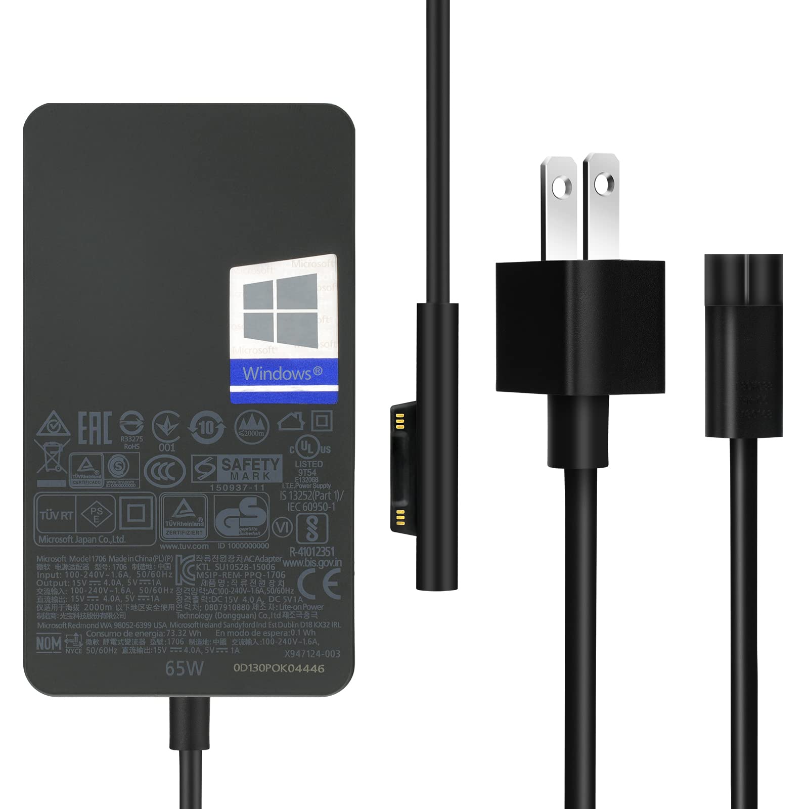65W Surface Pro Charger For Microsoft Surface Pro 9, 8, 7+, 7, 6, 5, 4, 3, X, Windows Surface Laptop Adapter Power