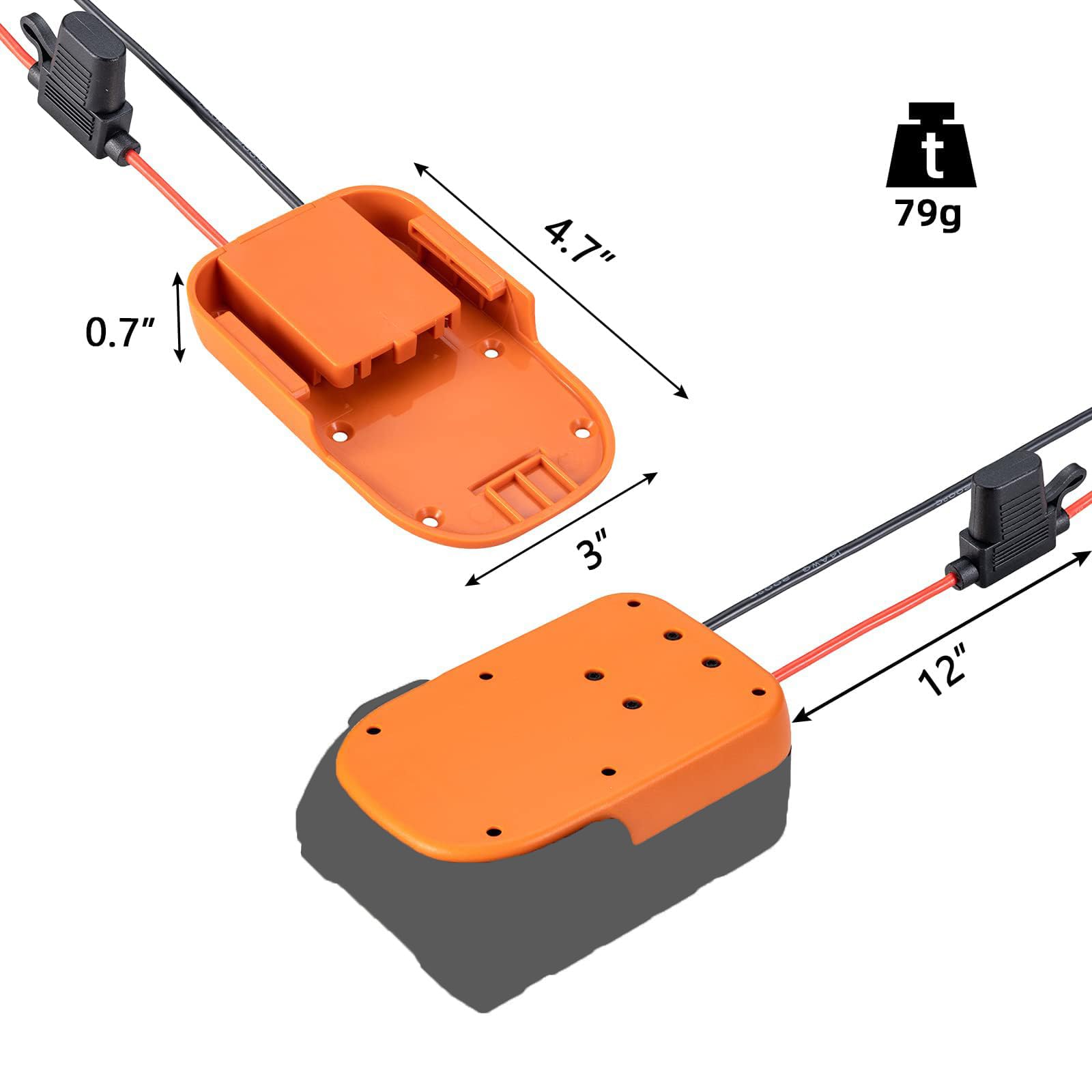Power Wheel Adapter Compatible For Ridgid 18V Li Ion Battery With Fuse & Wire Terminals, Power Connector For Rc, 14 Gauge Roboti