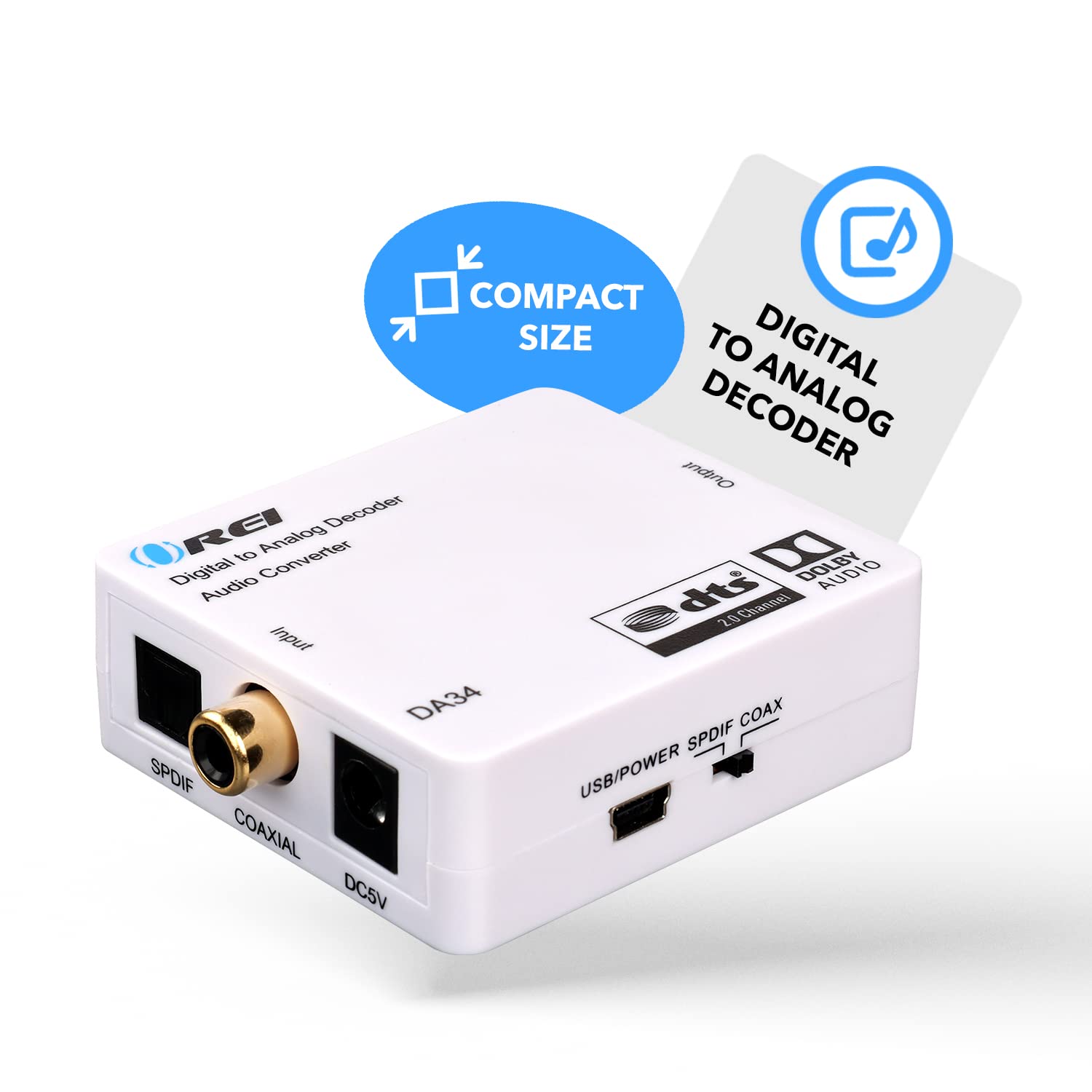 Orei Digital To Analog Audio Decoder By Orei, Convert & Decode Dolby Digital Audio Spdif/Coaxial 5.1 Channel Input To Rca L/R/3.