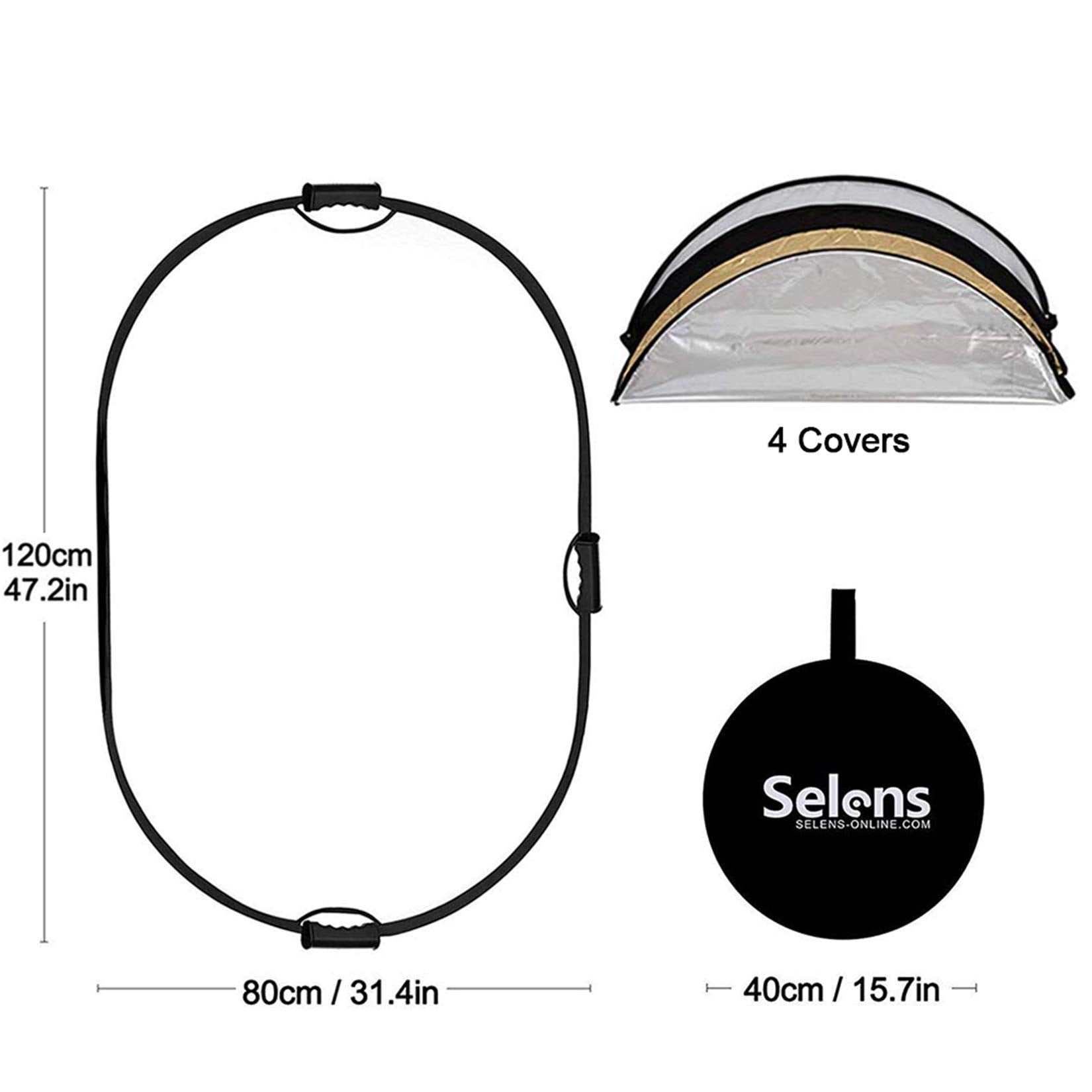 Selens 5 In 1 Oval Reflector With Handle For Photography Photo Studio Lighting & Outdoor Lighting (32 X 48 Inch)