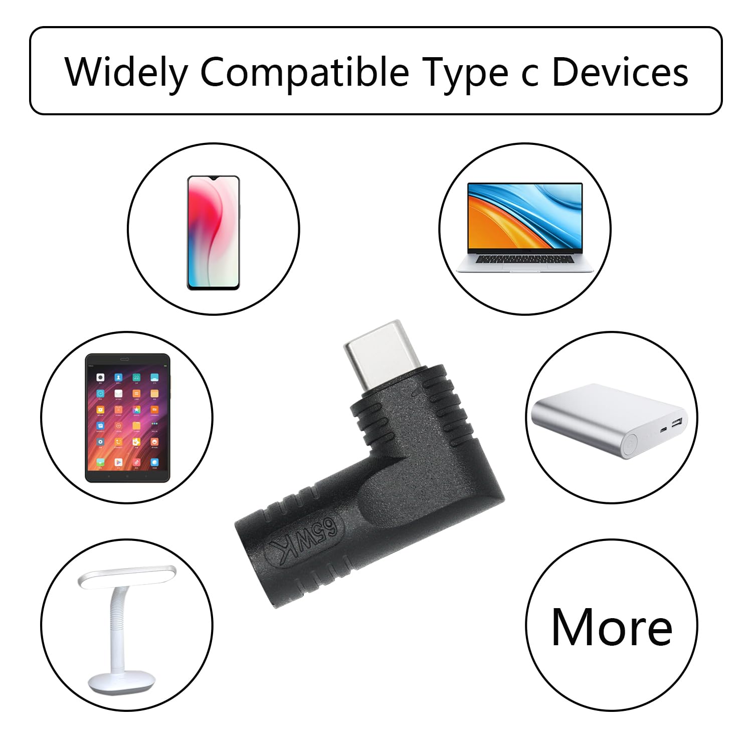 Right Angle Dc 4017 To Usb C Connector Adapter, 90 Degree Pd 65W Dc 4.0Mm X 1.7Mm To Usb Type C Male Plug Power Charge Adapter F