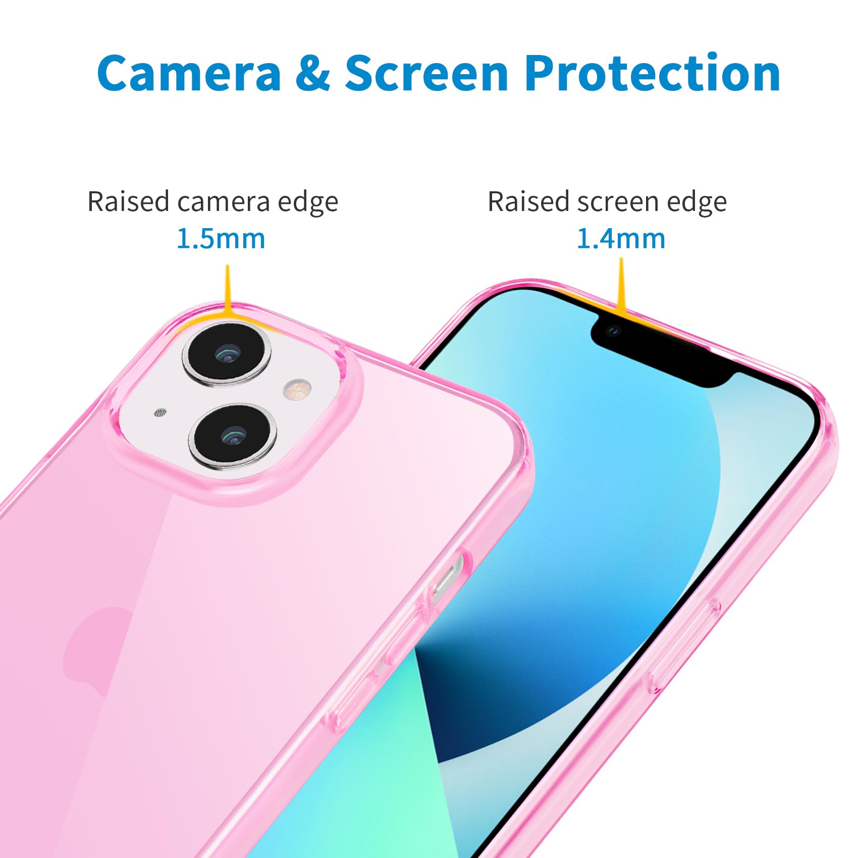 Jjgoo Compatible With Iphone 13 Case, Clear Pink Soft Shockproof Protective Slim Thin Phone Bumper Cover For Iphone 13 6.1 Inch