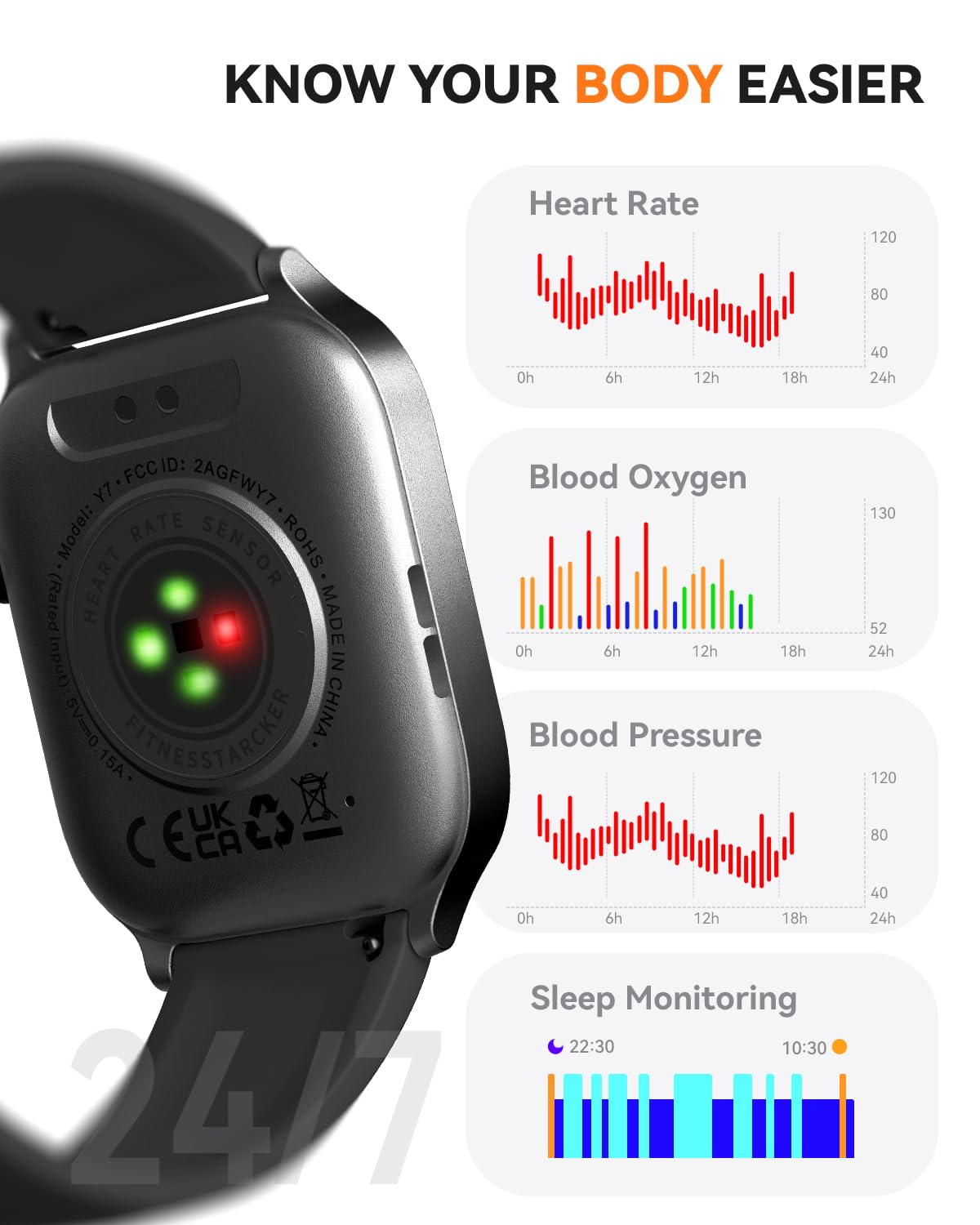 Smart Watch For Men Women  Answer/Make Call, 2024 Ip68 Waterproof Fitness Tracker Watch With Heart Rate Monitor Sleep Step Count