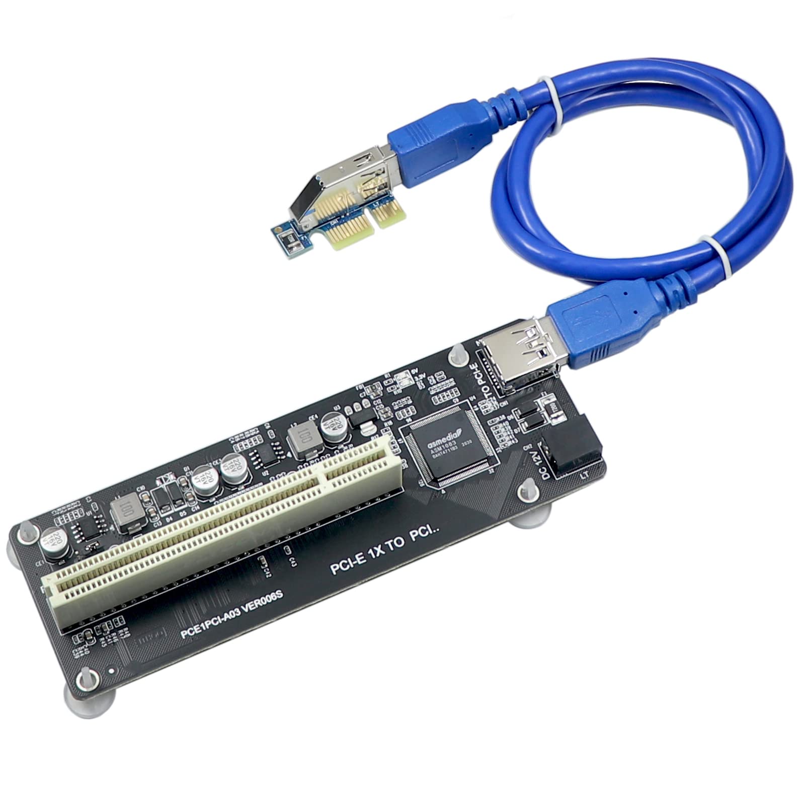 PCIe to PCI Adapter | Single/Dual Slot Converter with USB 3.0 Cable | Legacy Device Expansion for Audio Interfaces & Capture Car