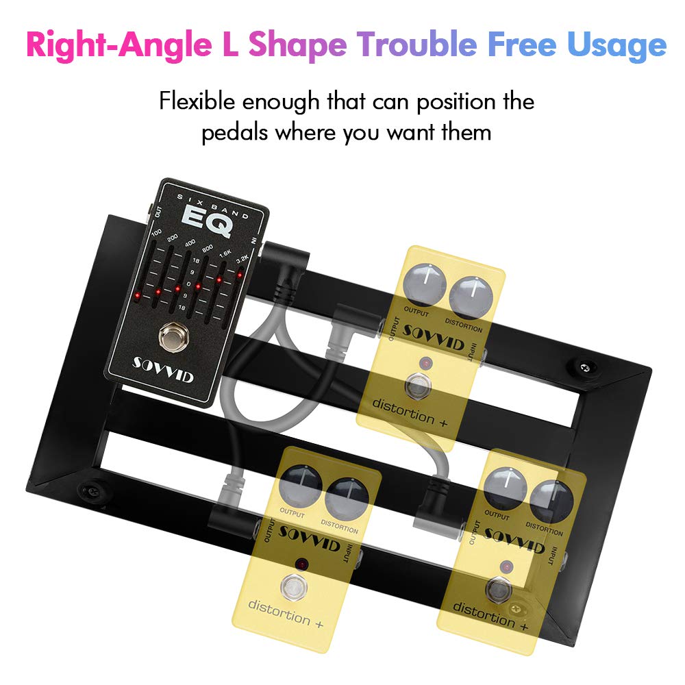 Sovvid 6 Pack 3 Inch Guitar Patch Cables, Black Guitar Pedal Cable Effect Cable Cord, 1/4'' Inch Ts Right Angle Guitar Patch Cab