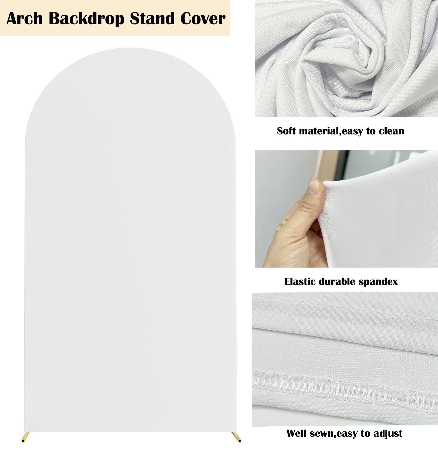 Maiangel 7.2Ft Wedding Arch Cover Spandex Fitted Stretchy Arch Stand Covers,2 Sided Round Top Chiara Backdrop Cover For Party Bi