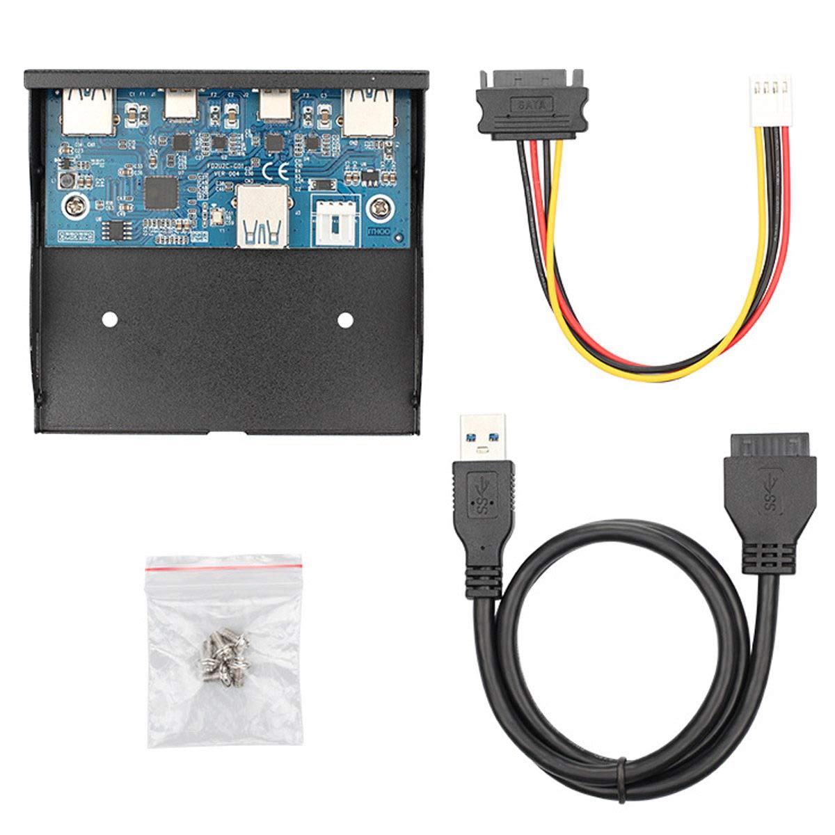 chenyang USB C & USB 3.0 HUB 4 Ports Front Panel to Motherboard 20Pin Connector Cable for 3.5' Floppy Bay