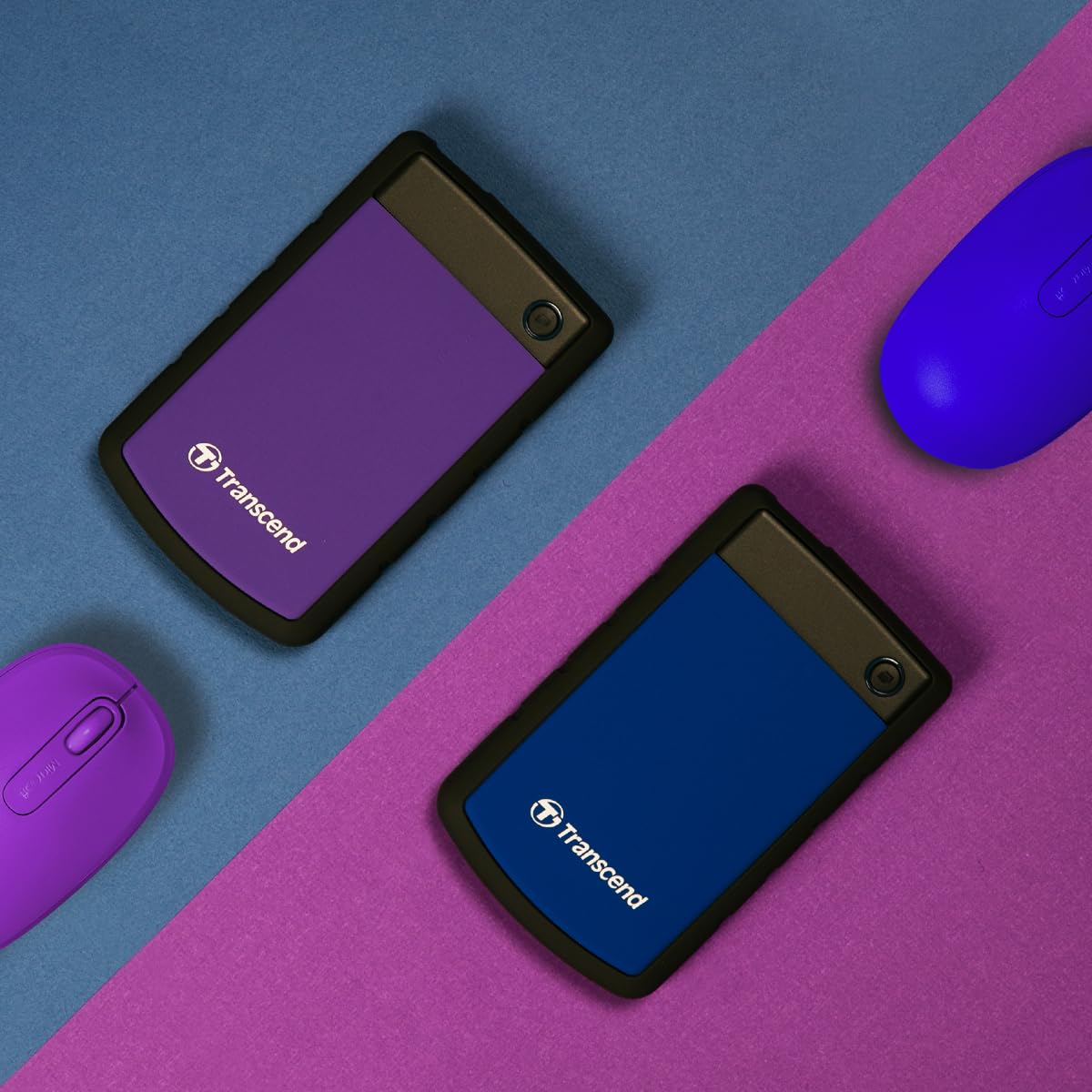 Transcend 4TB Portable Hard Drive, USB 3.0, 2.5-inch, Purple, Model TS4TSJ25H3P, Durable Plastic/Rubber Design