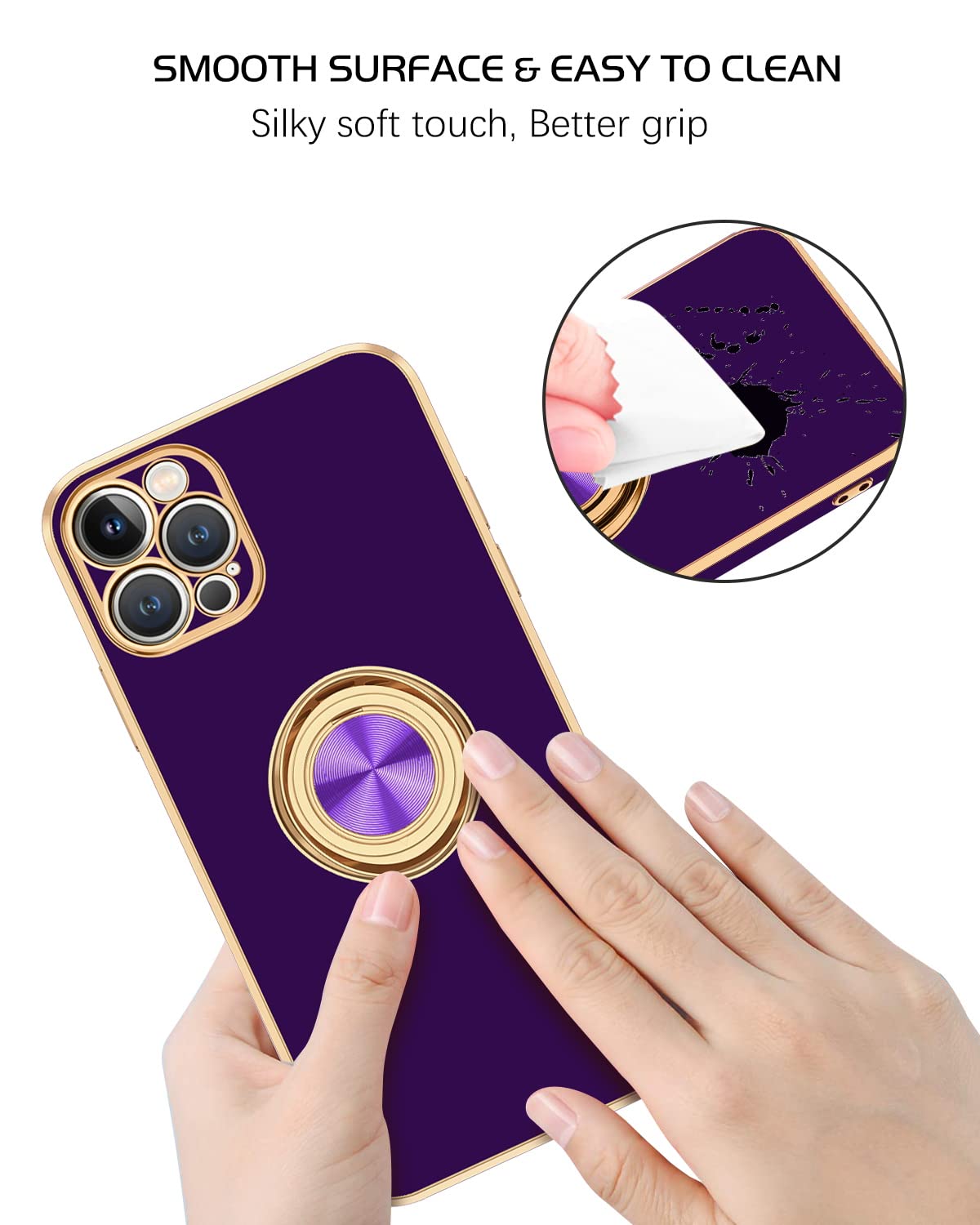 Bentoben Case For Iphone 12 Pro Max, Phone Case Iphone 12 Pro Max Cover With 360    Ring Loopy Magnetic Kickstand Flexible Tpu B