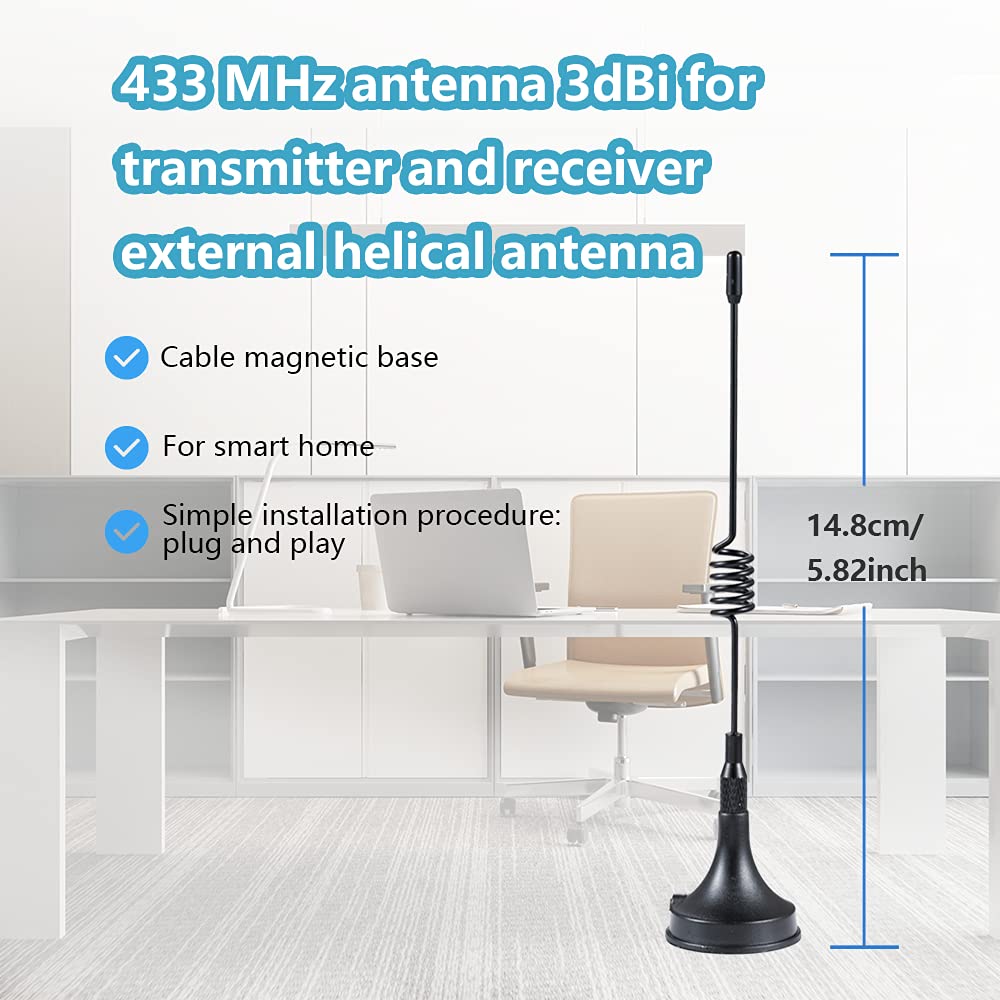 Pobady 433 Mhz Antenna 3Dbi Sma Male Adapter 3M Rg174 Cable Magnetic Base Omni Direction For Raspberry Pi Nfc Gsm Ism Cul Usb Cc