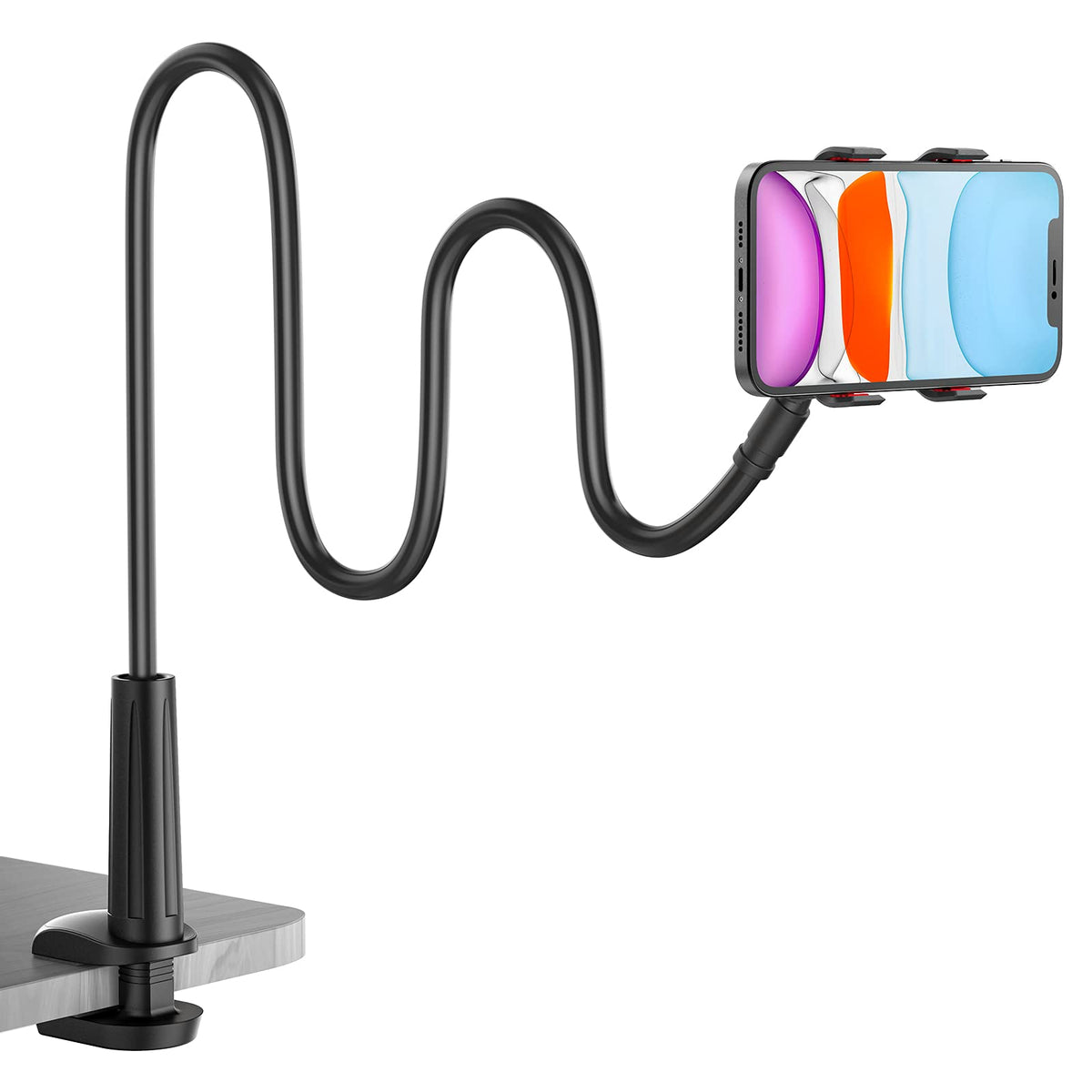 Gooseneck Phone Holder For Bed, Flexible Lazy Arm Mount 360 Adjustable Mobile Phone Clamp Bracket Stand Desk For Iphone 12 Mini
