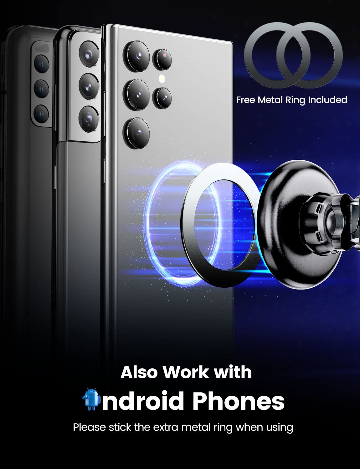 Esamcore Retractable Magnetic Car Mount For Iphone 15/14/13 Pro Max And Magsafe Case, Black