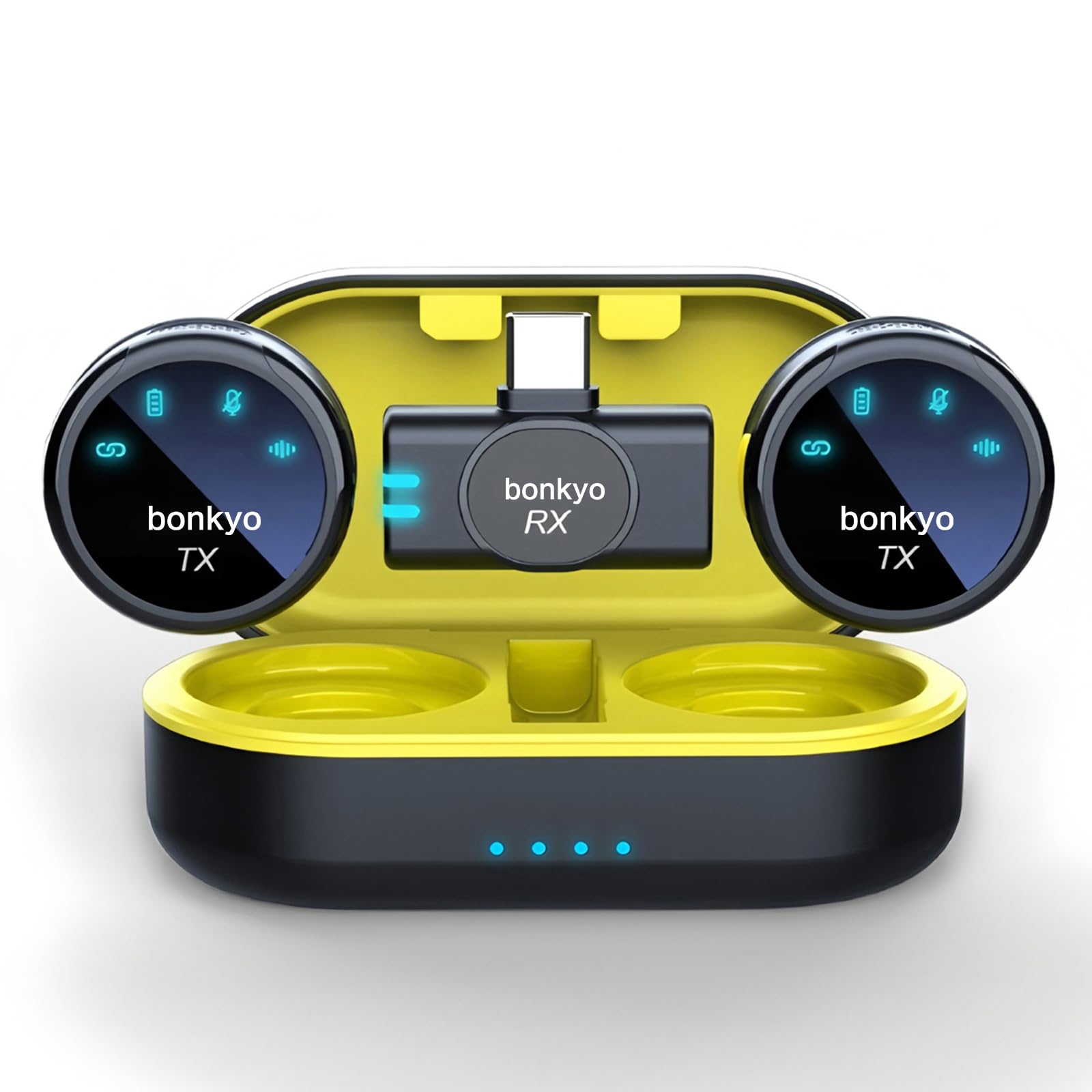 bonkyo Wireless Magnetic Lavalier Microphone for iPhone/Android - 2.4GHz Noise Canceling, Ultra-Long Battery Life & 99% Device C