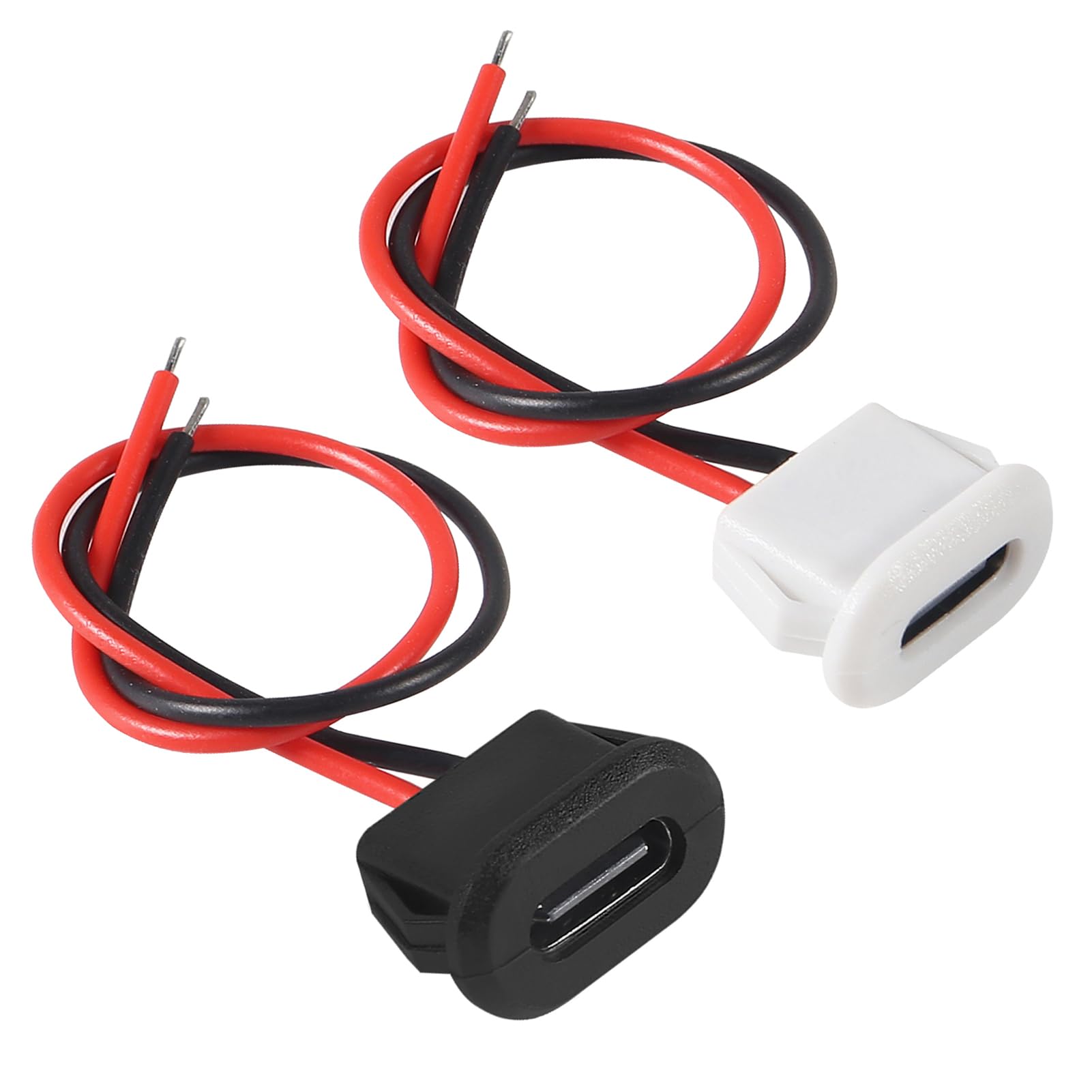 Xiitia 10Pcs Type C Female Chassis Waterproof 2P Solder Wire Type Usb C Pigtail Cable Extension Power Cable Usb C Plug To 2 Pin