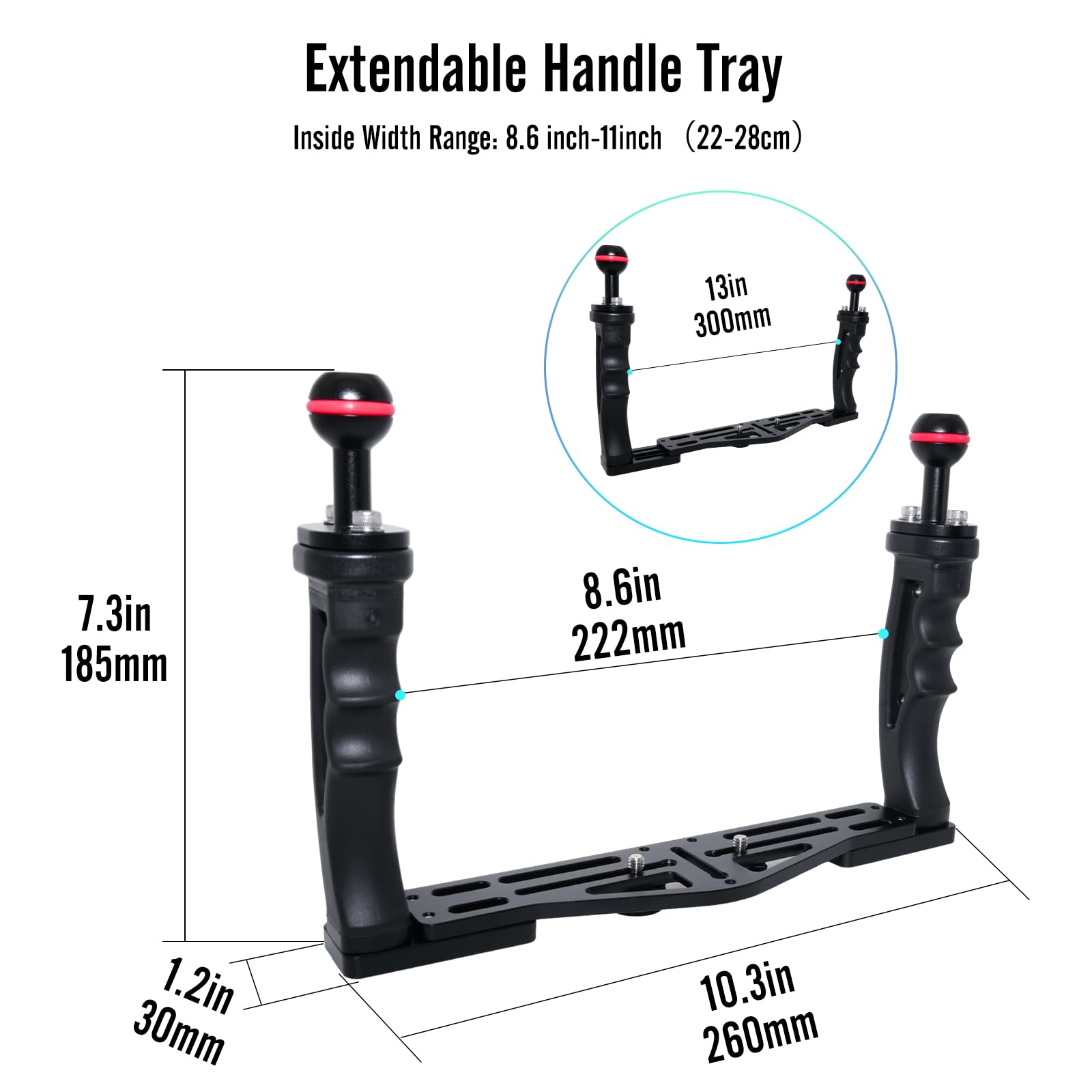 Nitescuba Ns10 Underwater Camera Tray Extendable Handle Grips Bracket For Gopro,Pt059,Rx100 Uw Camera Housing Universal Soft Han