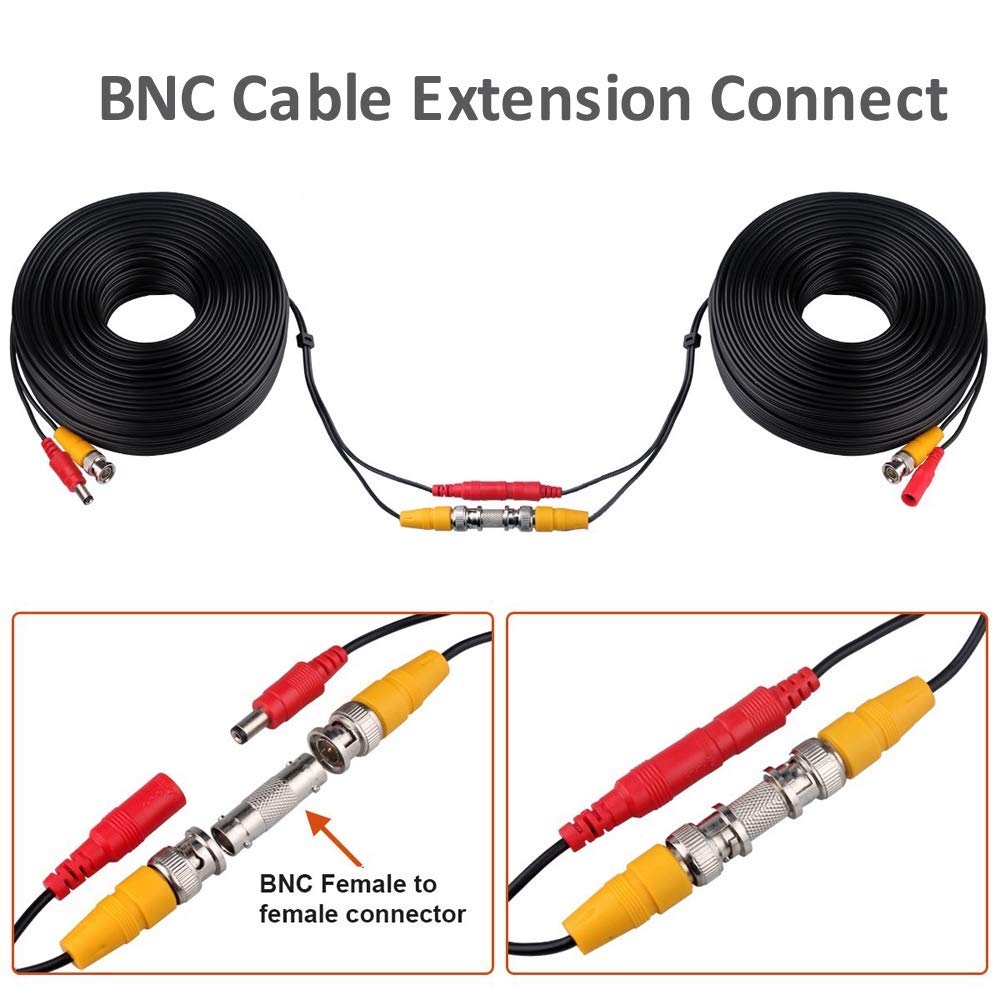 Lonnky 100Ft 30M Bnc Cable Security Camera Wire Cord With Bnc Connectors And Rca Adapters Video Power Cable For Cctv Camera Surv