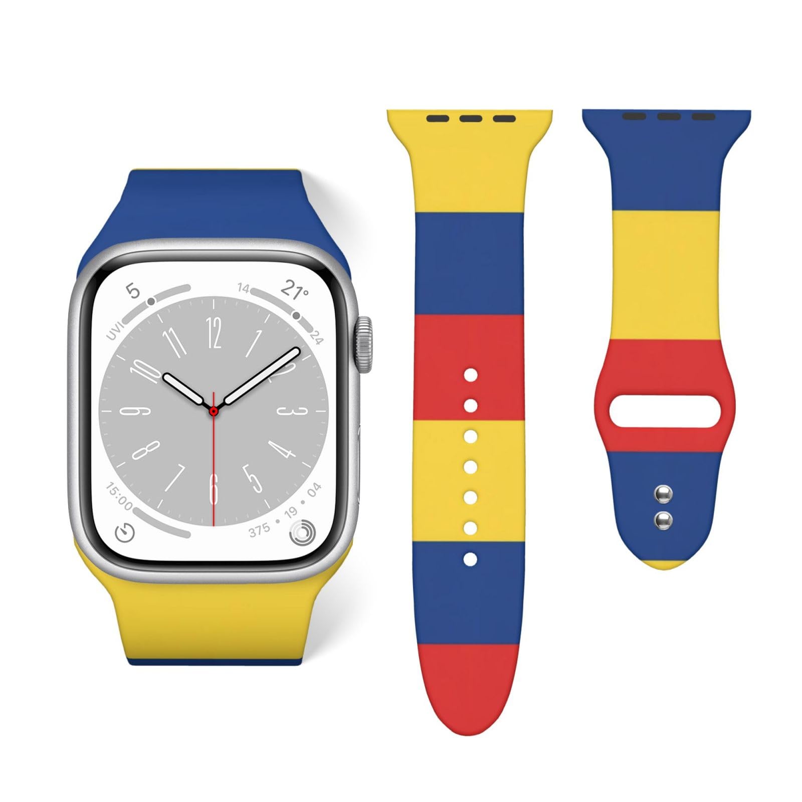 Smart Silicone Replacement Watch Strap Compatible with Apple Watch Colombia Waving Flag, Practical Bands for Series