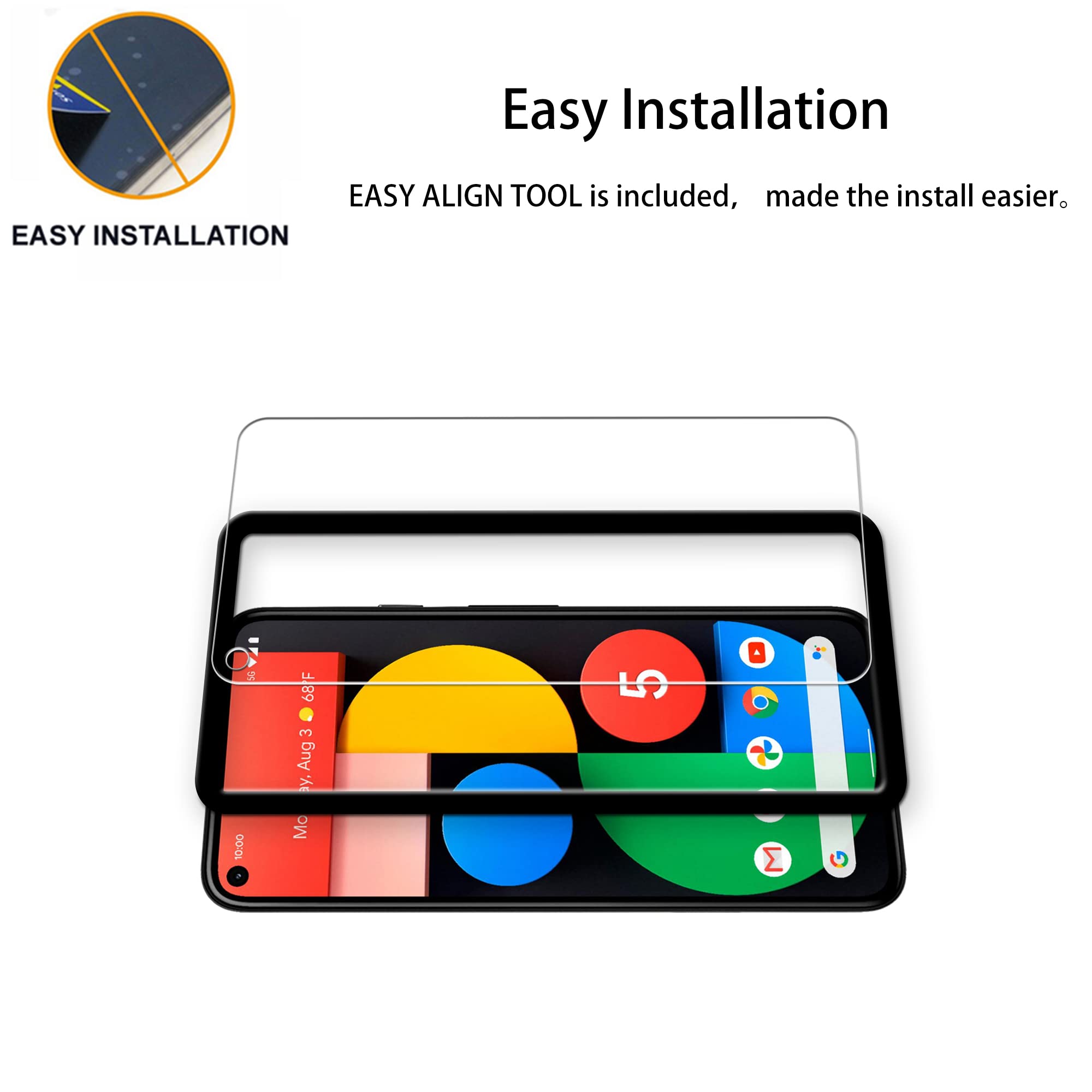 Hkkais Screen Protector For Google Pixel 8A 5G Tempered Glass Film 2 Pack With Camera Lens Protector 2 Pack Easy Alignment Tool
