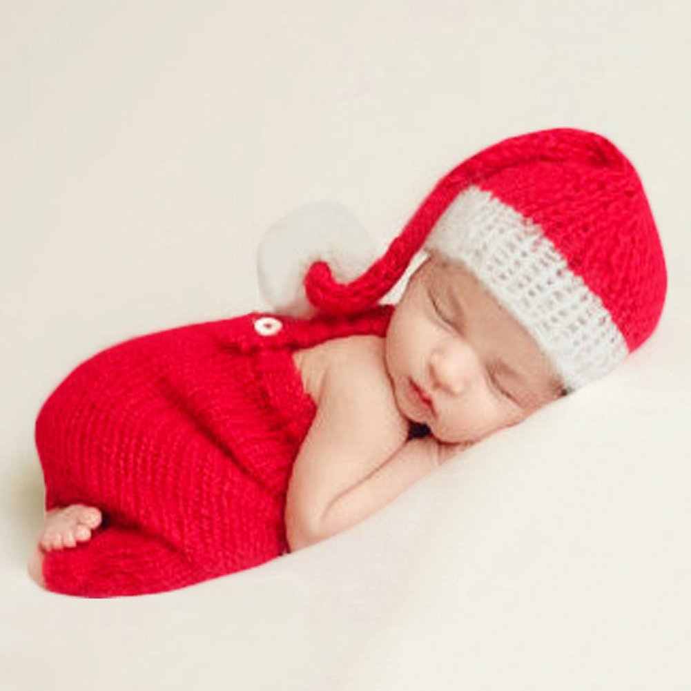 Zeroest Baby Photography Props Boy Girl Photo Shoot Outfits Newborn Crochet Costume Infant Knitted Christmas Clothes Set