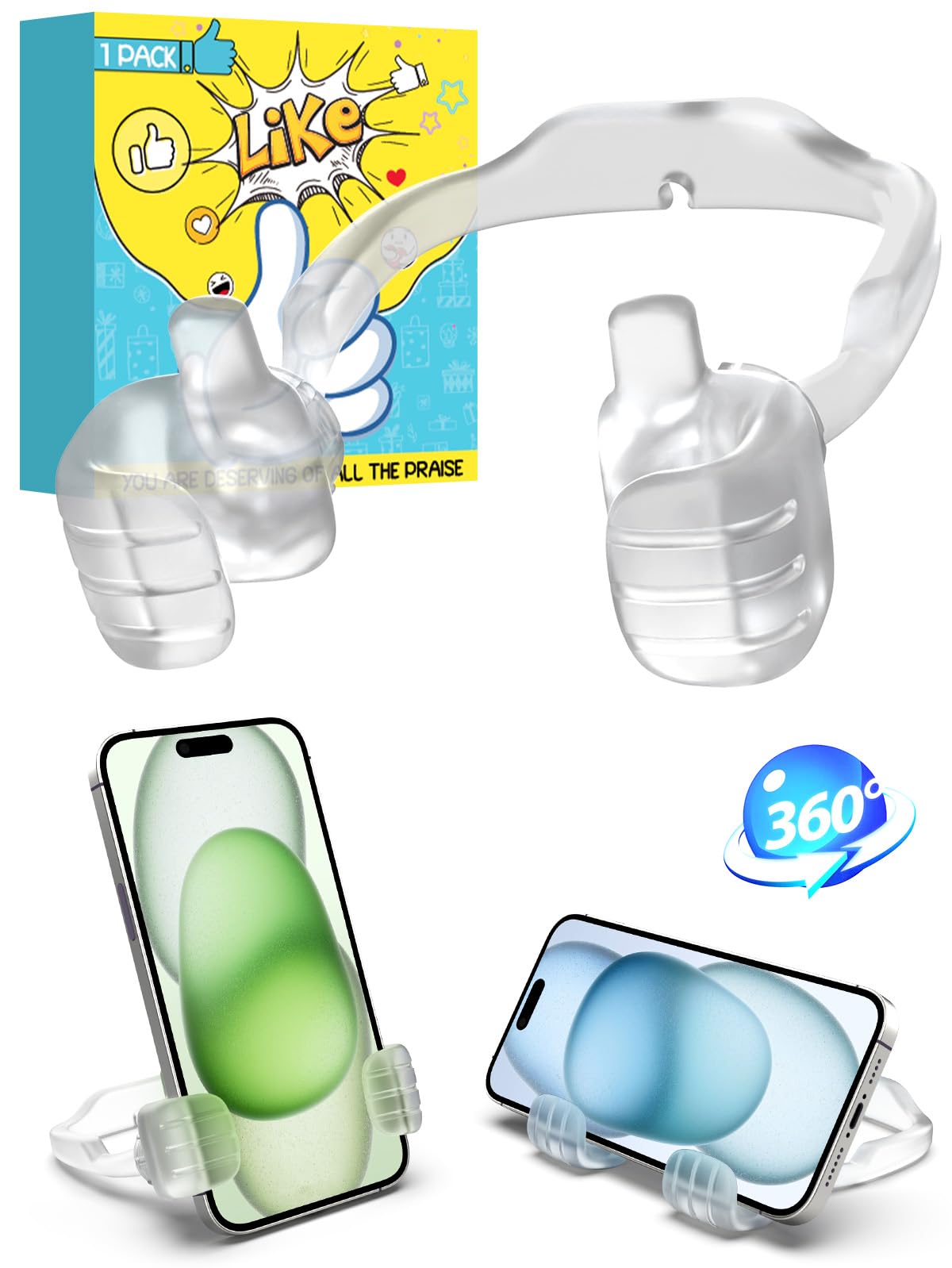 Stocking Stuffers For Teens Thumbs Up Lazy Phone Stand Cell Phone Stand Men Gifts For Christmas Phone Holder For Desk Funny Birt
