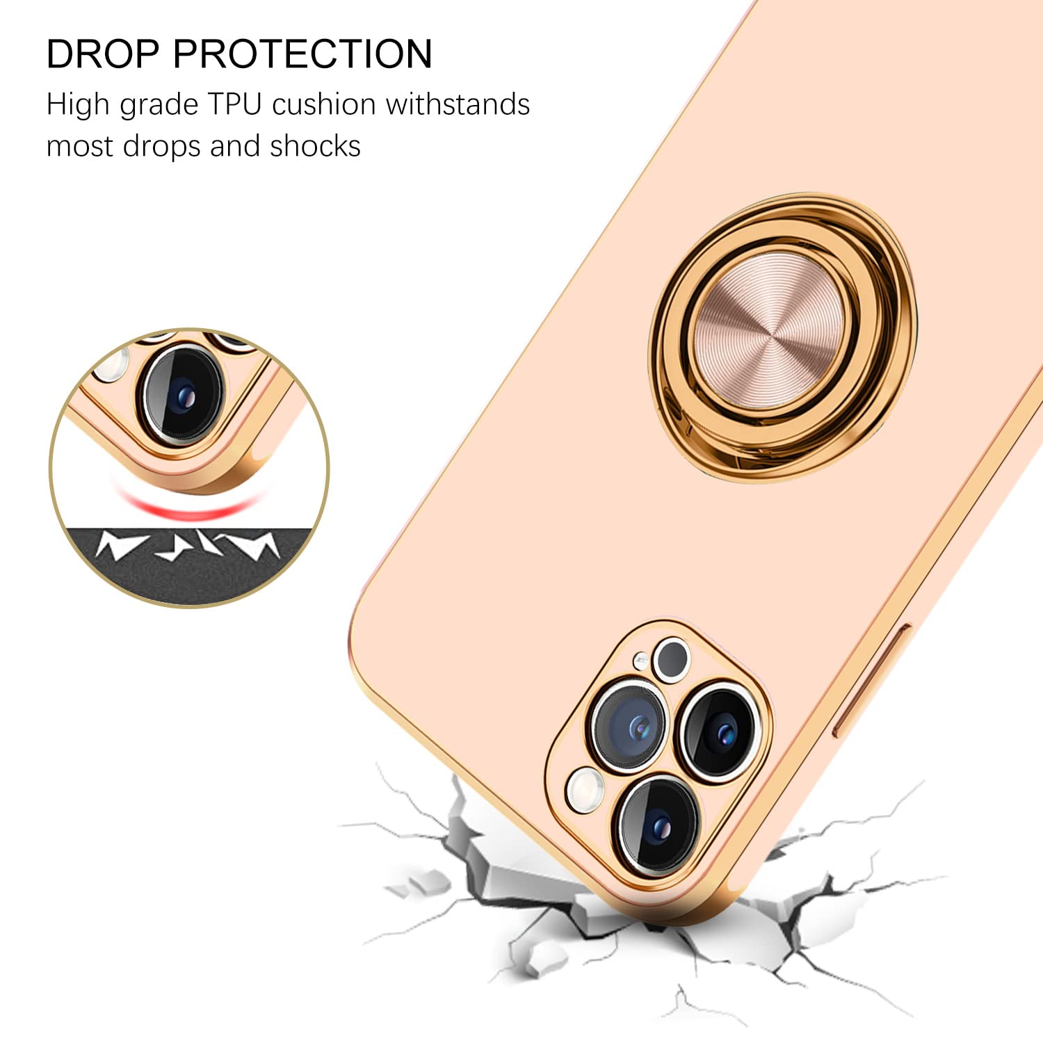 Bentoben Iphone 13 Pro Case, Iphone 13 Pro Phone Case With 360    Ring Holder Kickstand Magnetic Car Mount Supported Protective