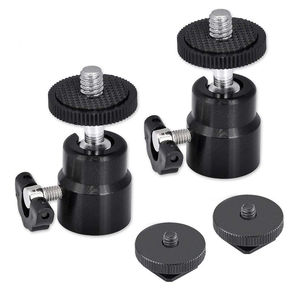 Slow Dolphin 1/4 Inch Hot Shoe Mount With Additional Shoe Adapter Screw For Cameras, Camcorders, Smart Phone, Gopro, Led Video Light, Microphone, Video Monitor (2 Packs)