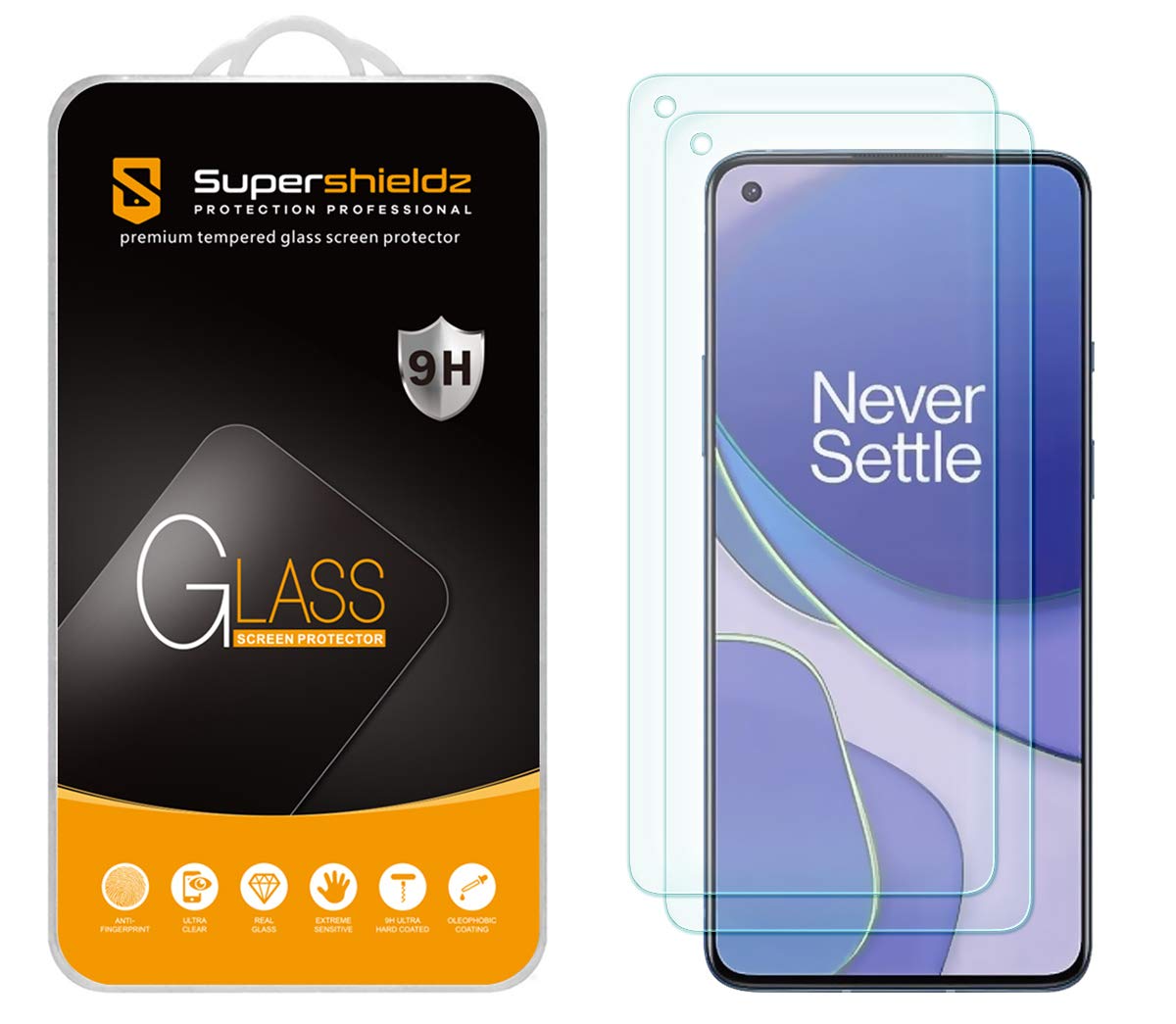 Supershieldz (2 Pack) Designed For Oneplus 9 / Oneplus 9 5G Tempered Glass Screen Protector, Anti Scratch, Bubble Free