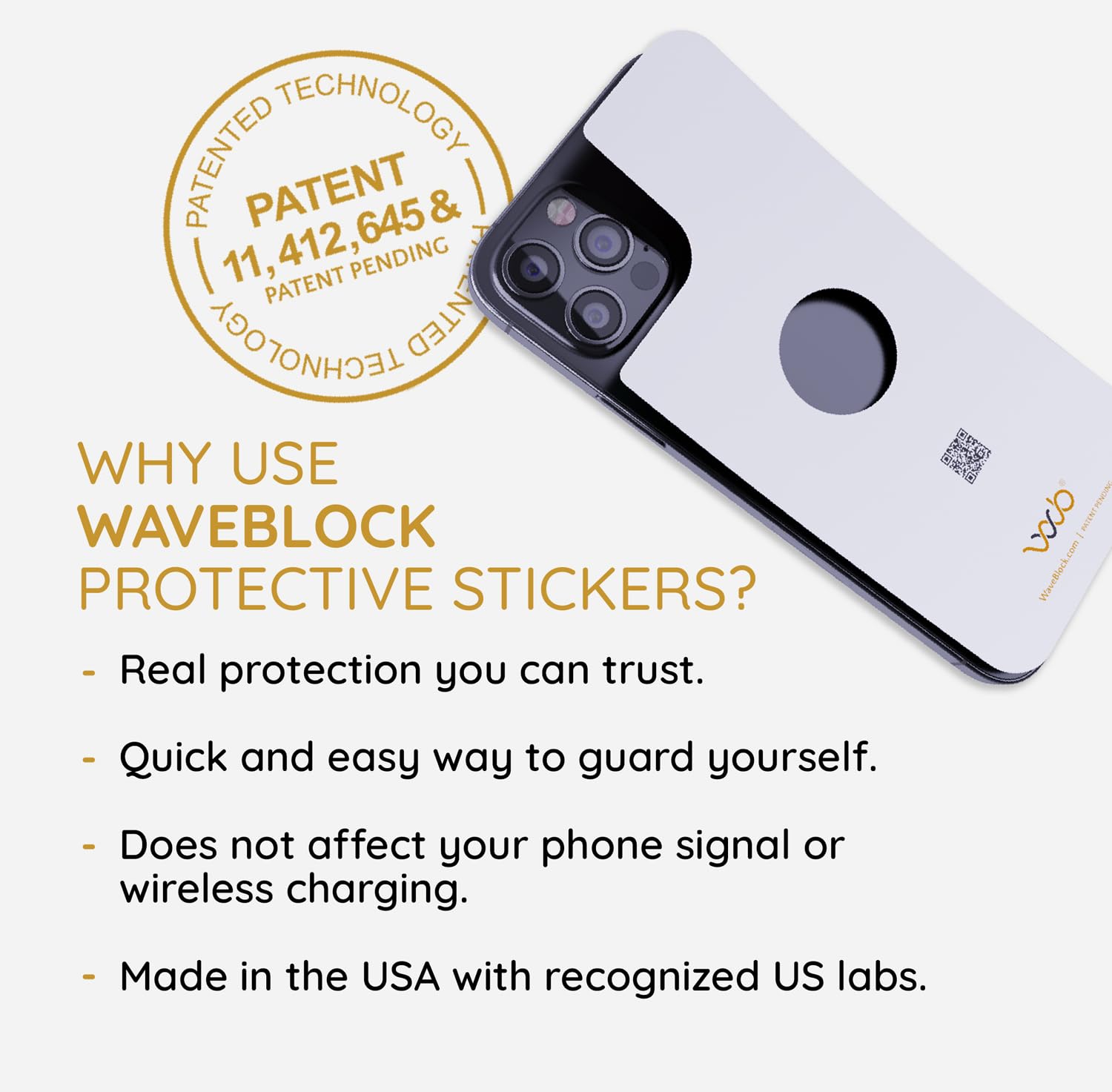Waveblock Emf Blocker For Cell Phone   Made For Iphone 15 Pro   The Only Patented Real Scientifically Backed Lab Tested 5G Shiel