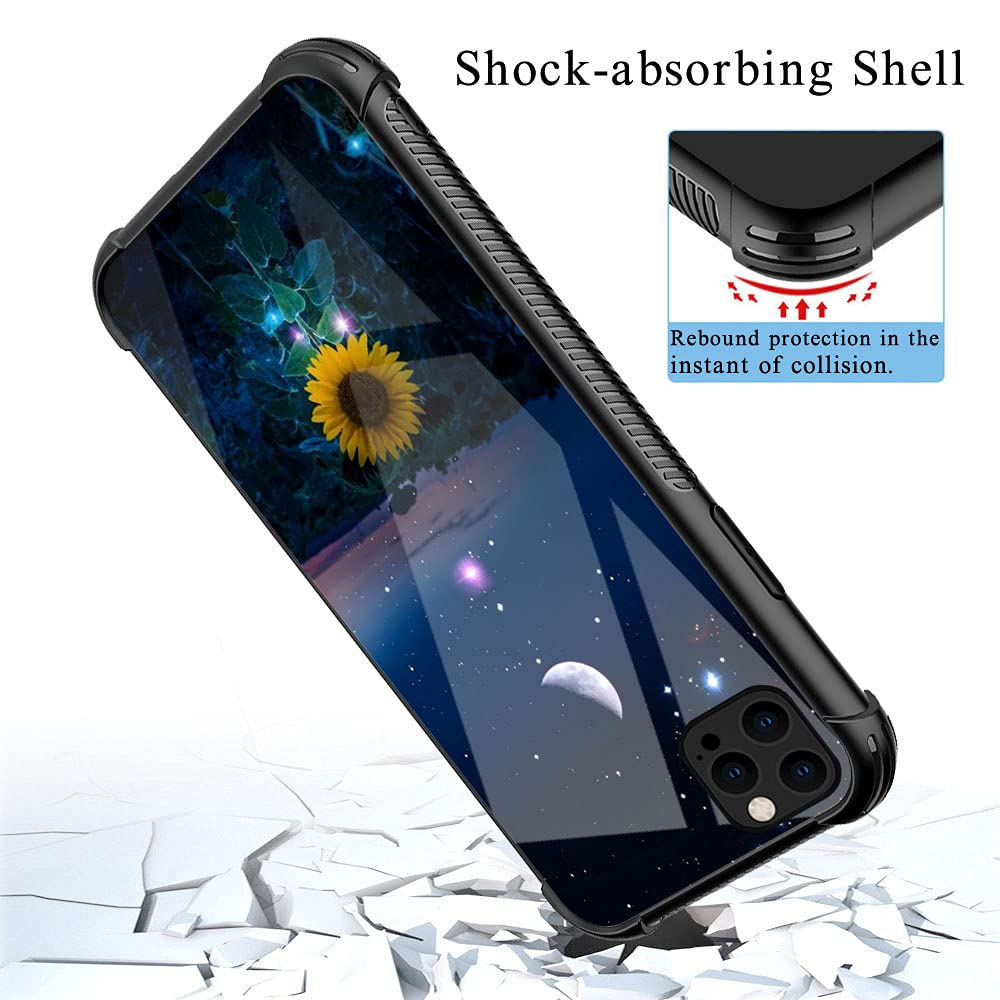 ZHEGAILIAN iPhone 13 Case Non-Slip Shockproof Four Corner Reinforced TPU Acrylic Sunflower Moon Starry Sky 6.1 inch