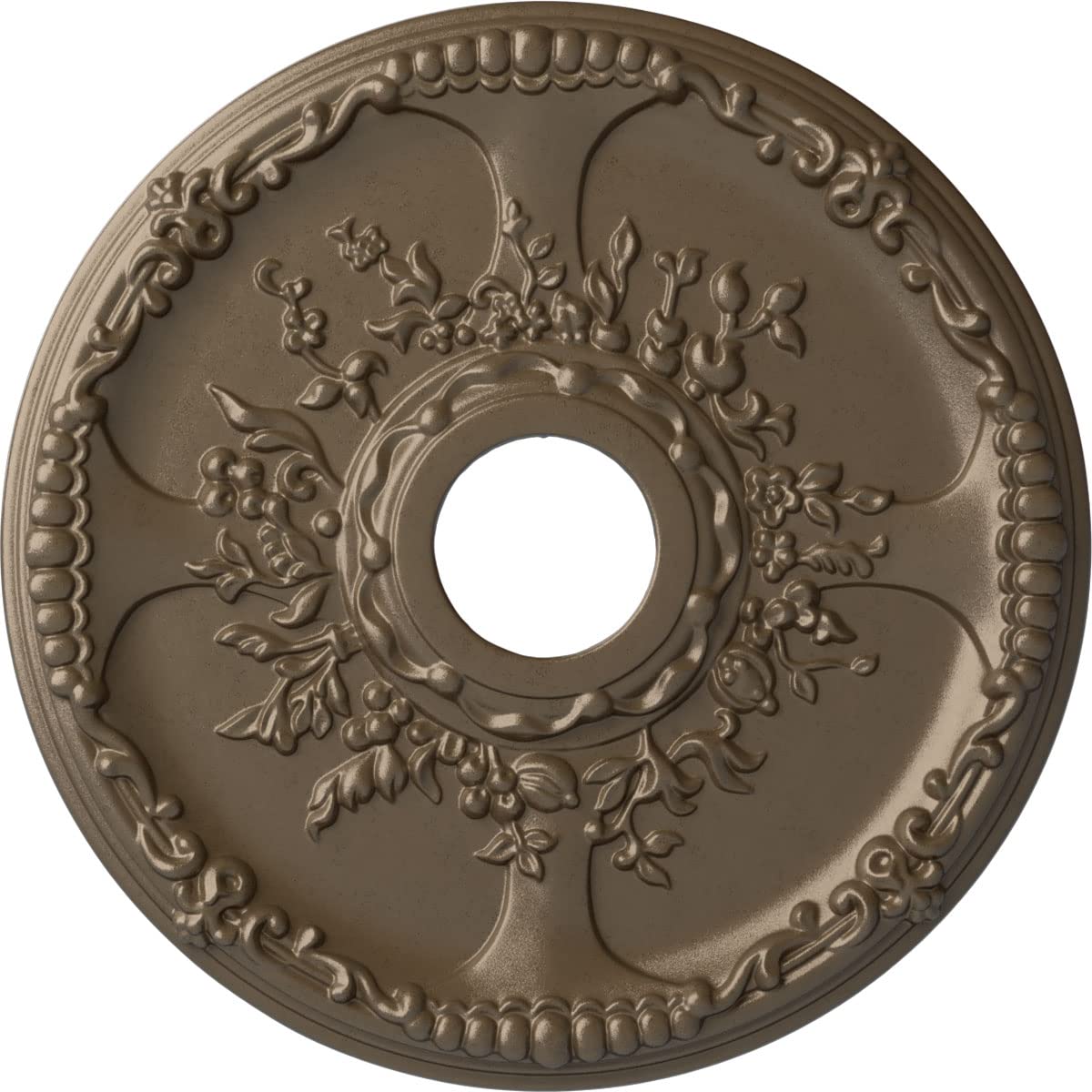 Ekena Millwork Cm18Sewss Antioch Ceiling Medallion, 18''Od X 3 1/2''Id X 1 3/8''P, Hand Painted Warm Silver