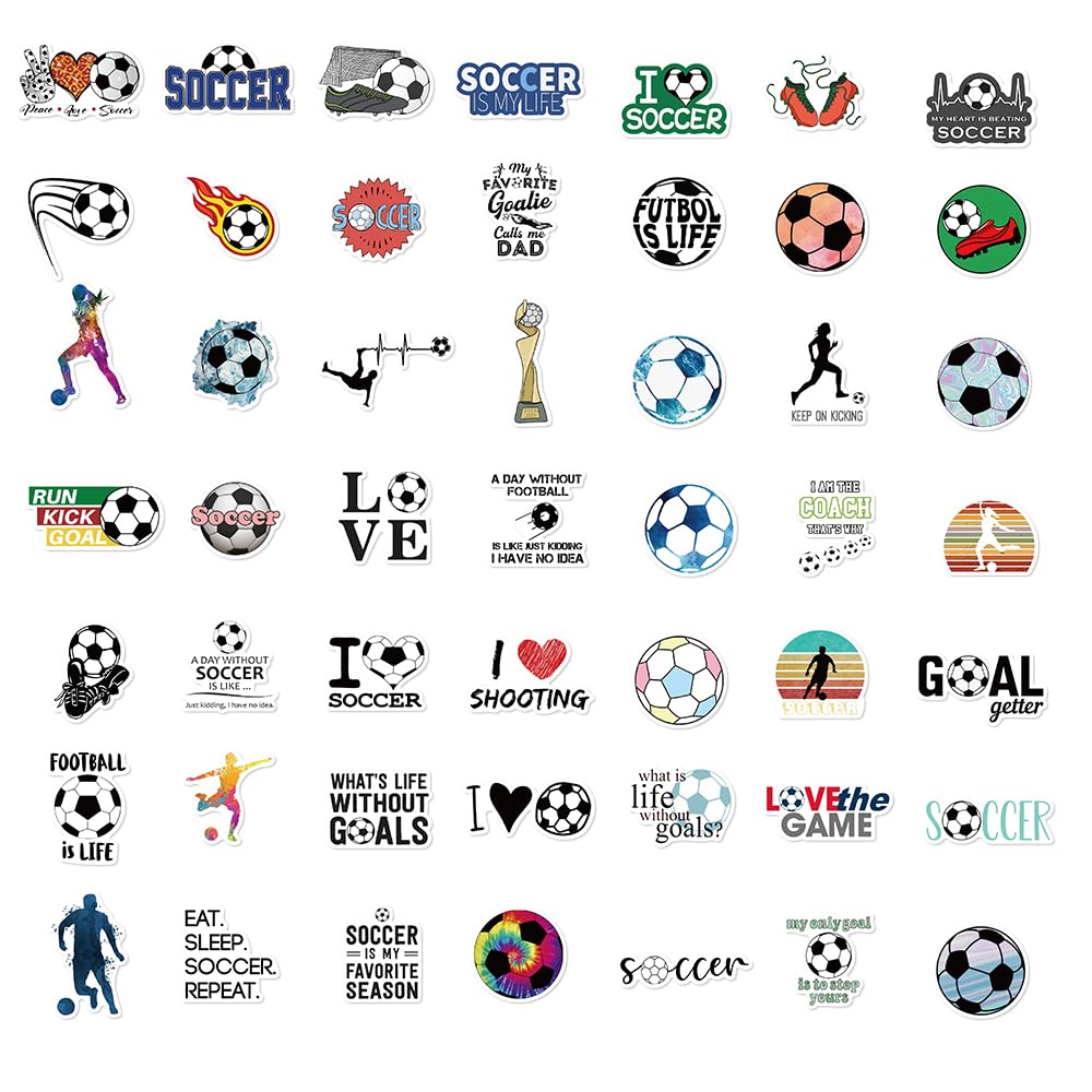 Homiego 150 PCS Waterproof Soccer Stickers - Vinyl Graffiti Decals for Water Bottles, Scrapbooks, Helmets | Perfect Soccer Gifts for Kids & Teens