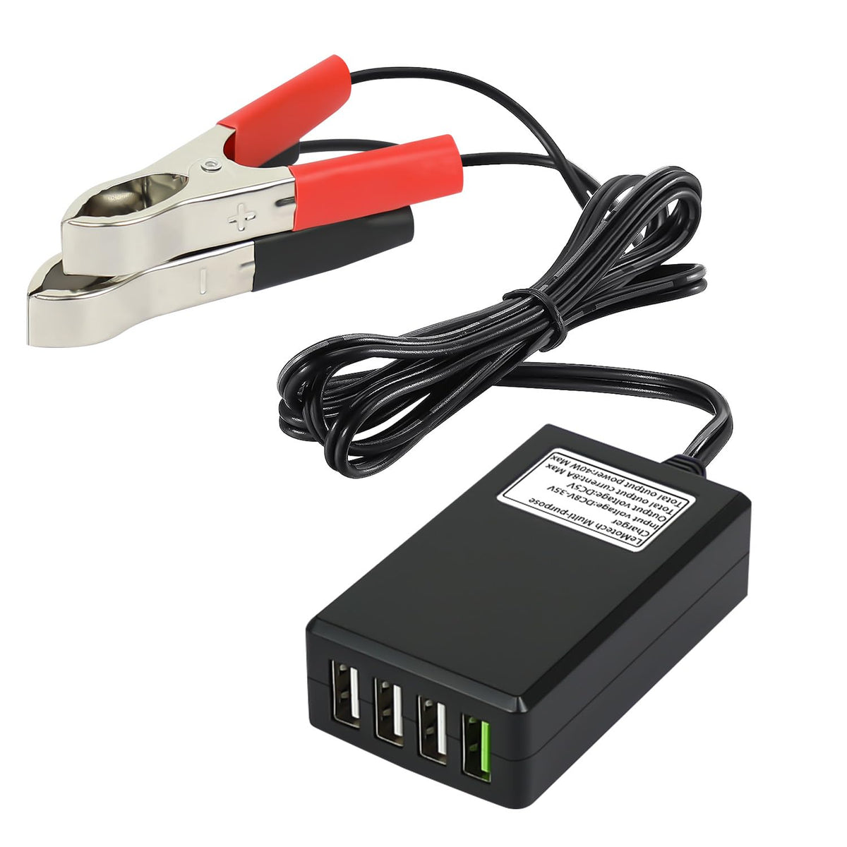 Lemotech Dc Converter With Battery Clip 12V 24V To 5V Step Down 4 Port Usb Power Adapter Charger Portable For Iphone Ipad Androi